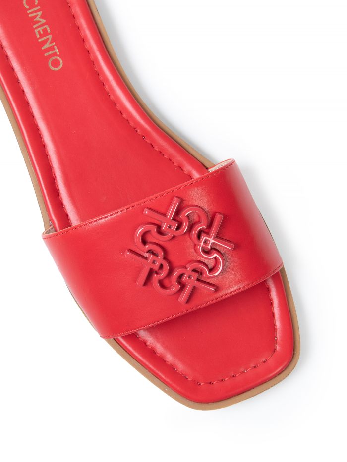 Flat monogram sandals, red Flat monogram sandals, red Rinascimento