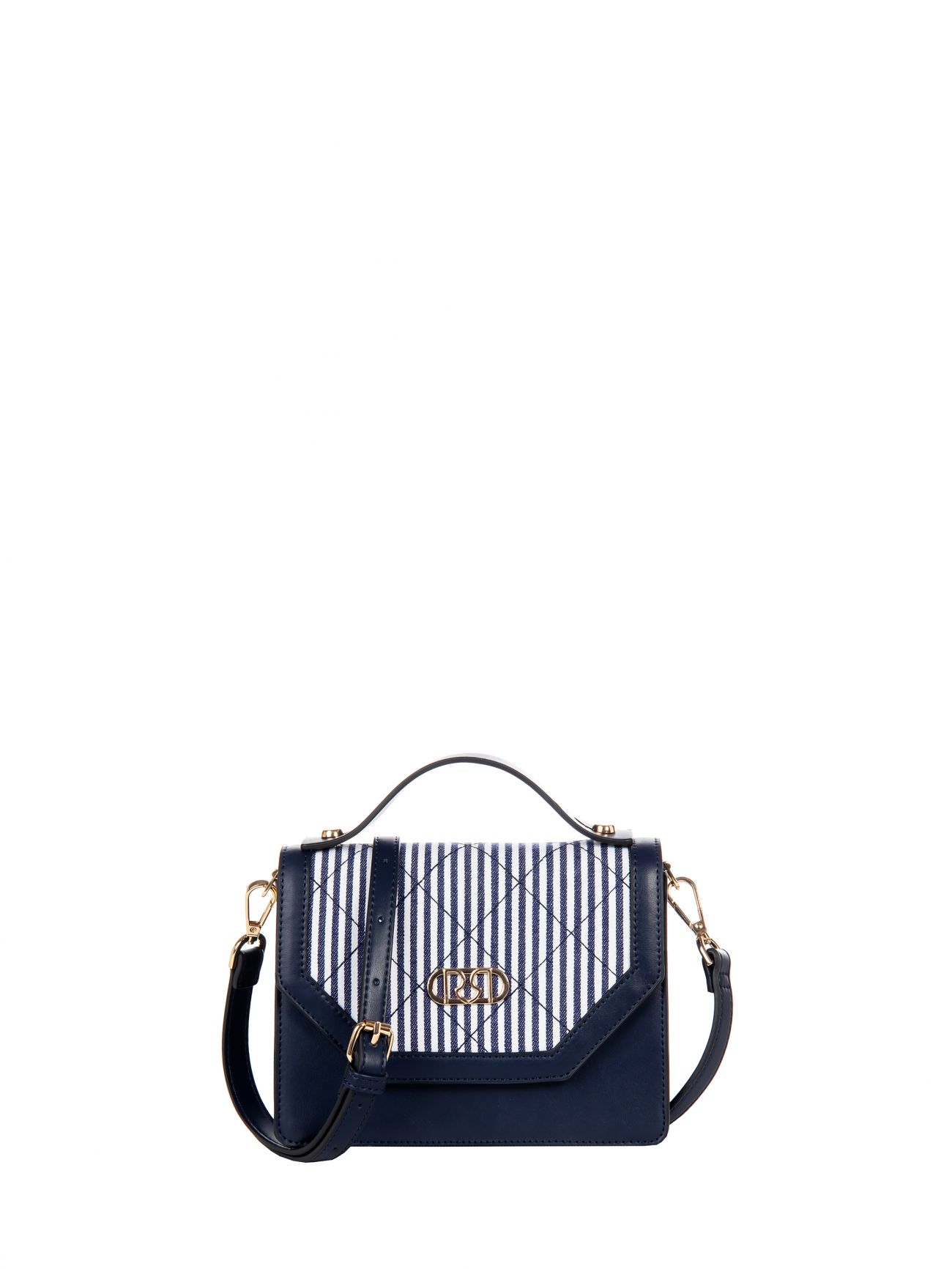 Blue and white striped bag det_1