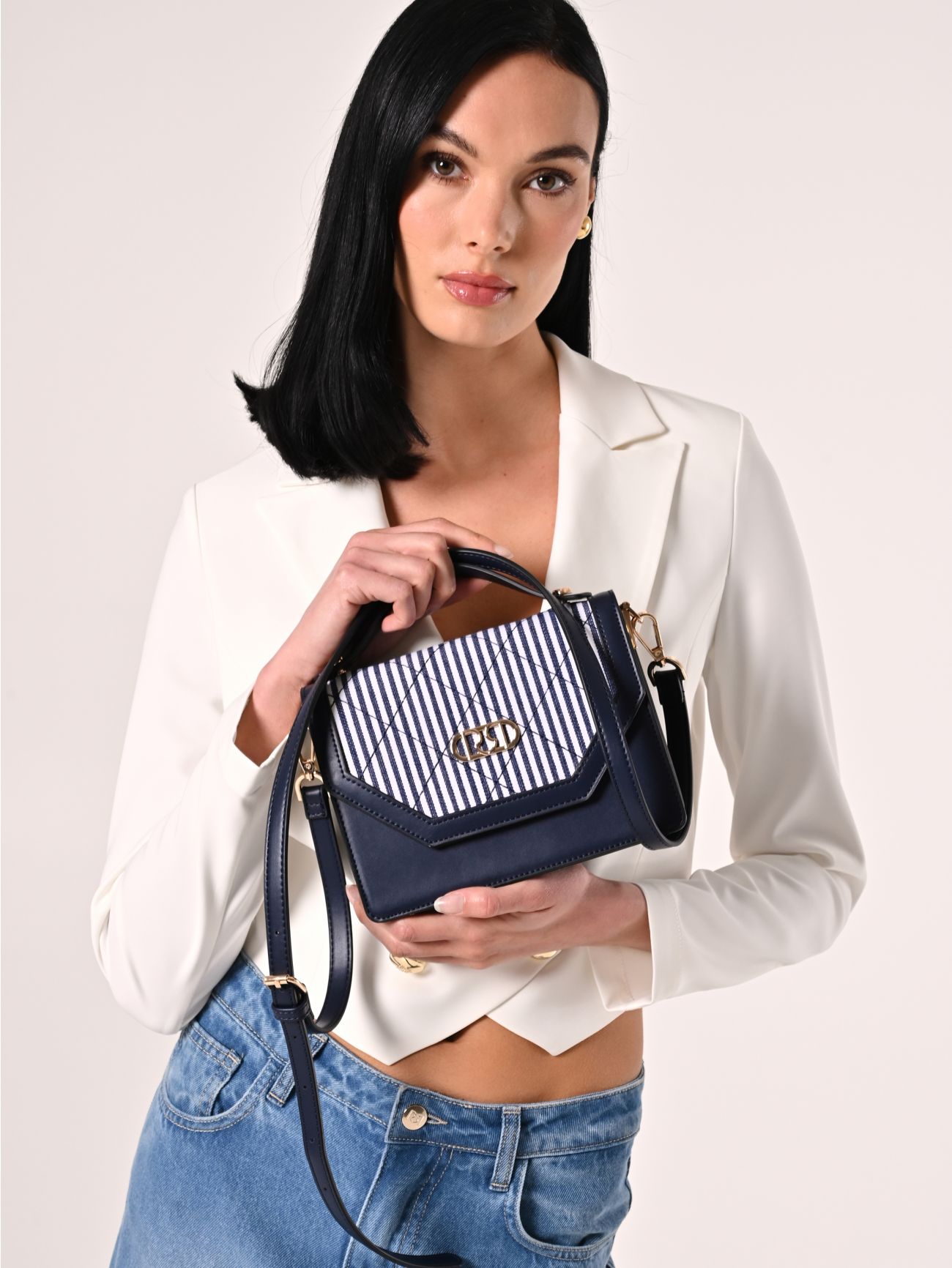 Blue and white striped bag  Rinascimento