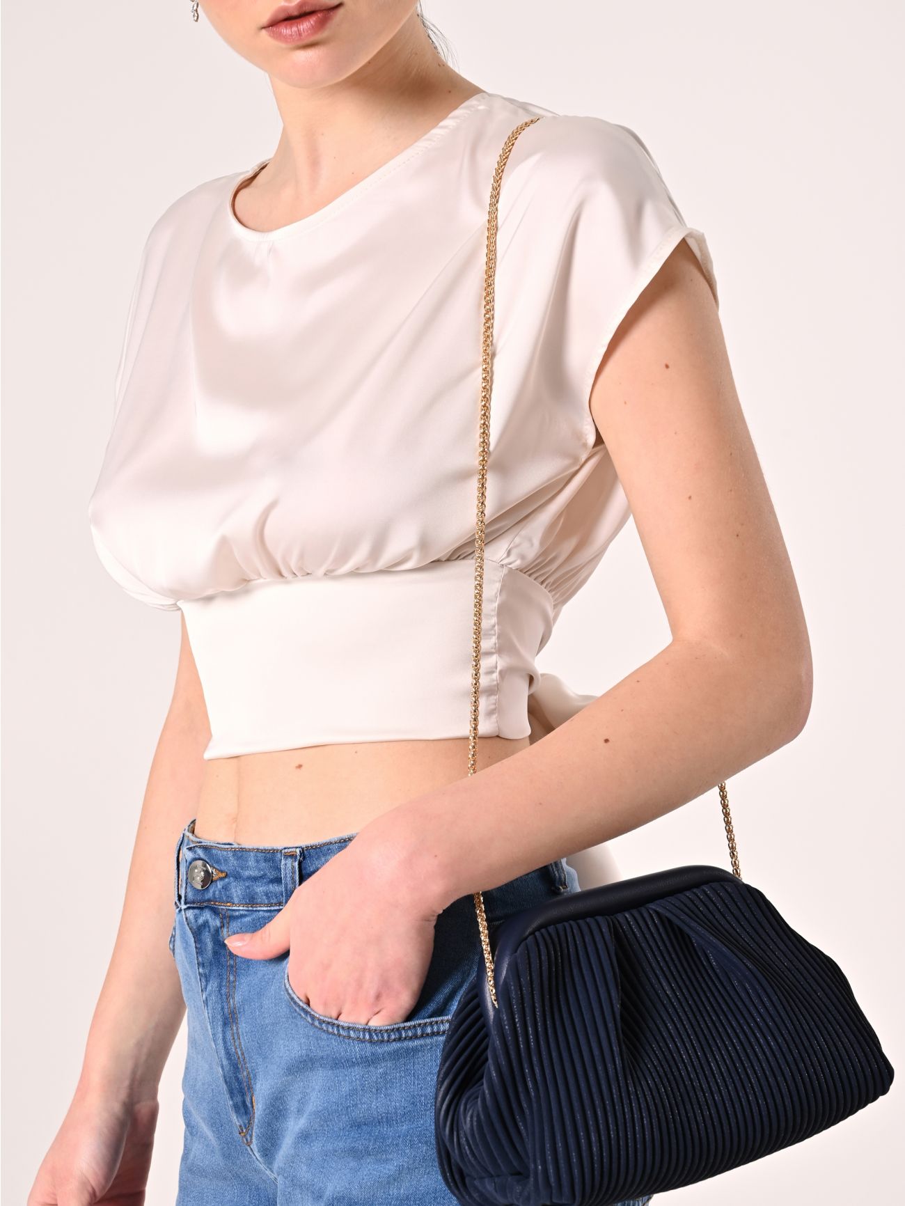 Pochette effet plissé bleue in_i7