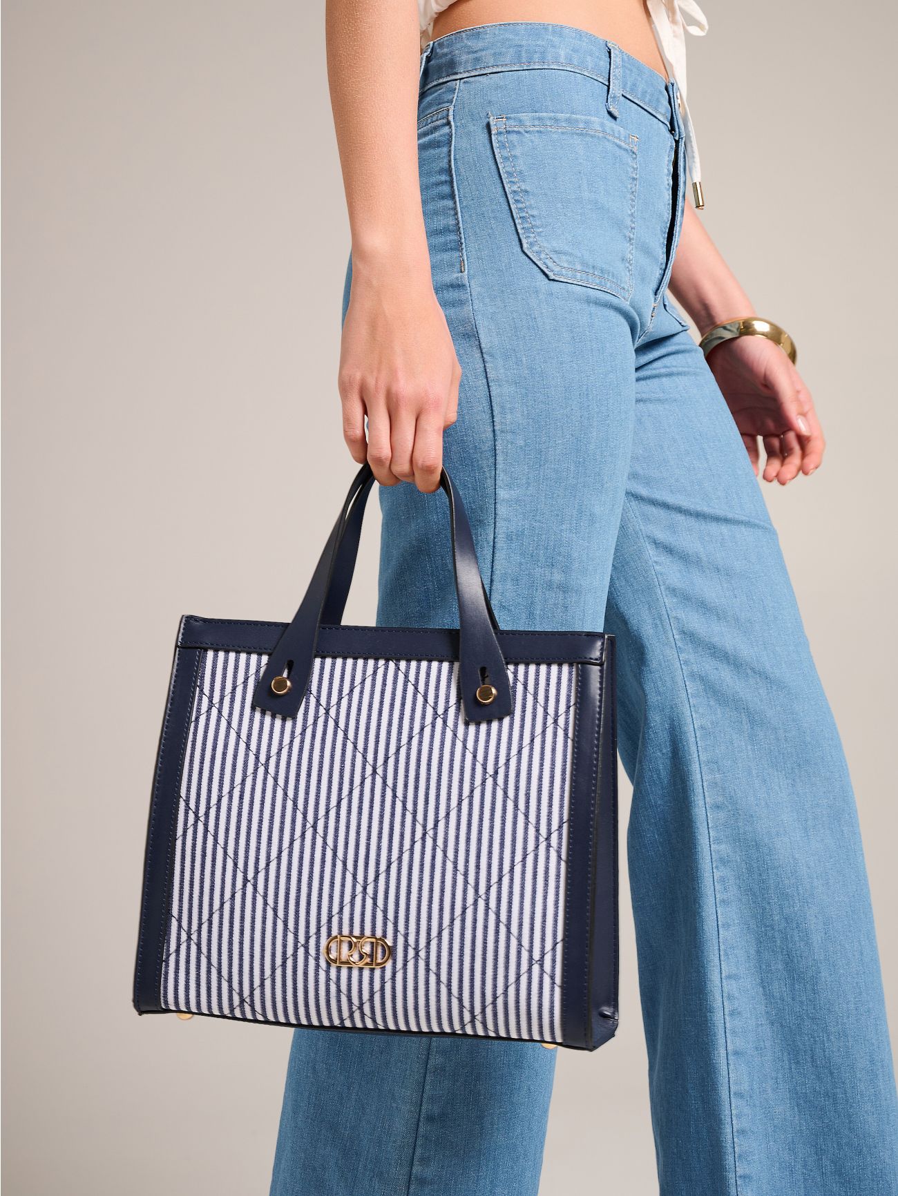Shopper a righe Bianche e Blu in_i5