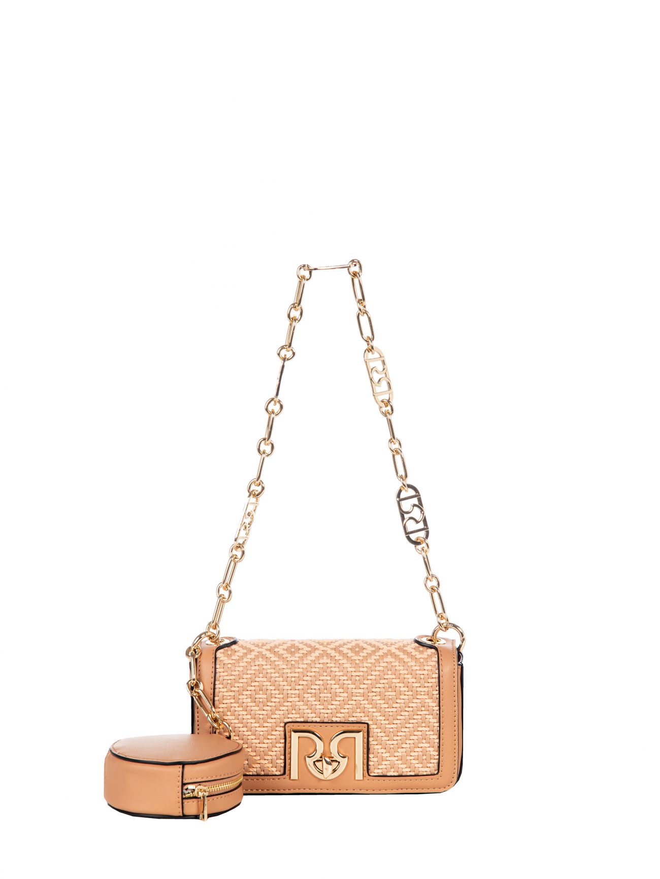 Mini sac à bandoulière rose effet raphia in_i4