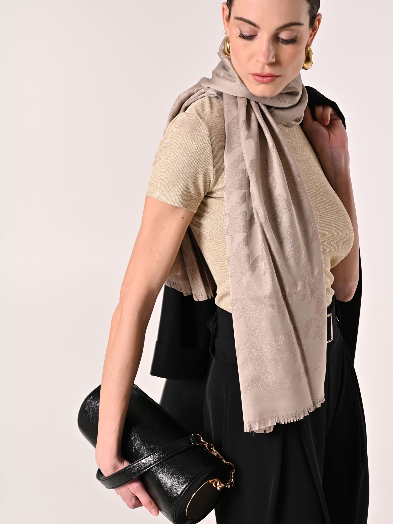 Pashmina-Schal mit Hahnentrittmuster  Rinascimento