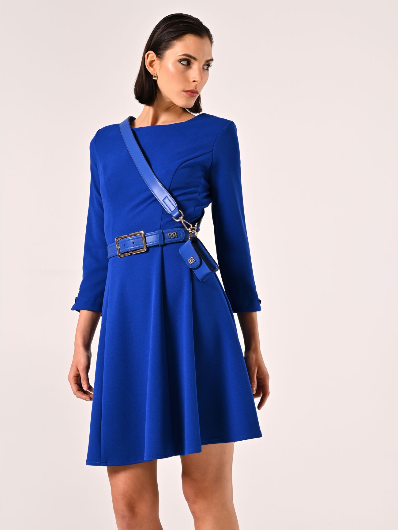 Blue China Belt with Rectangular Buckle  Rinascimento