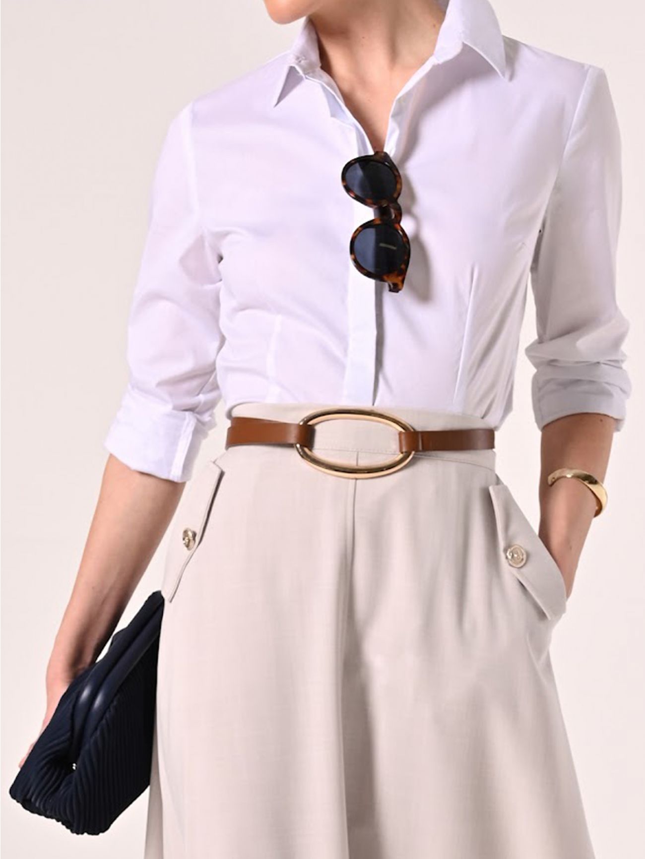Thin Brown Belt with Buckle  Rinascimento