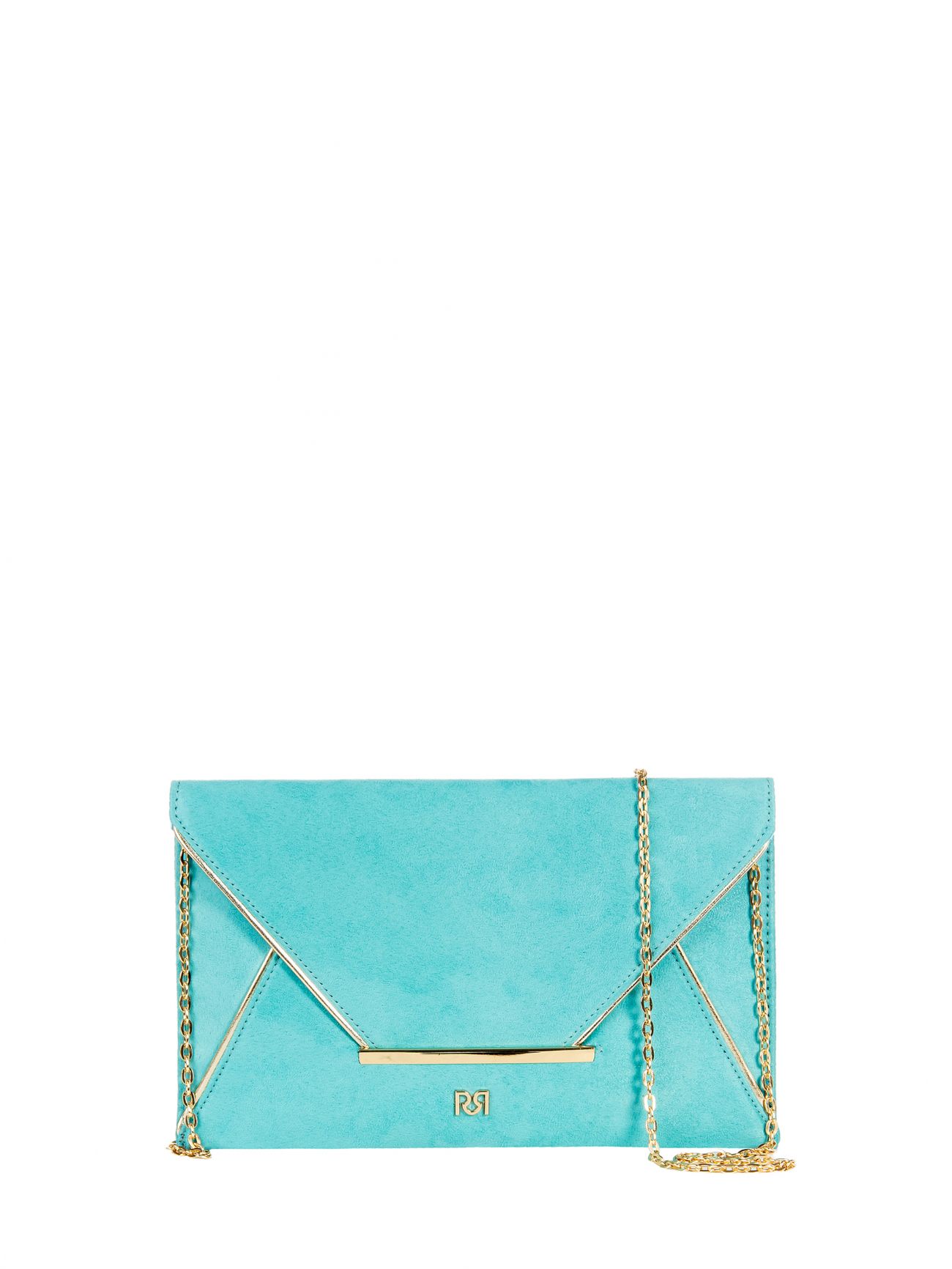 Suede-Effect Envelope Clutch in Turquoise det_4