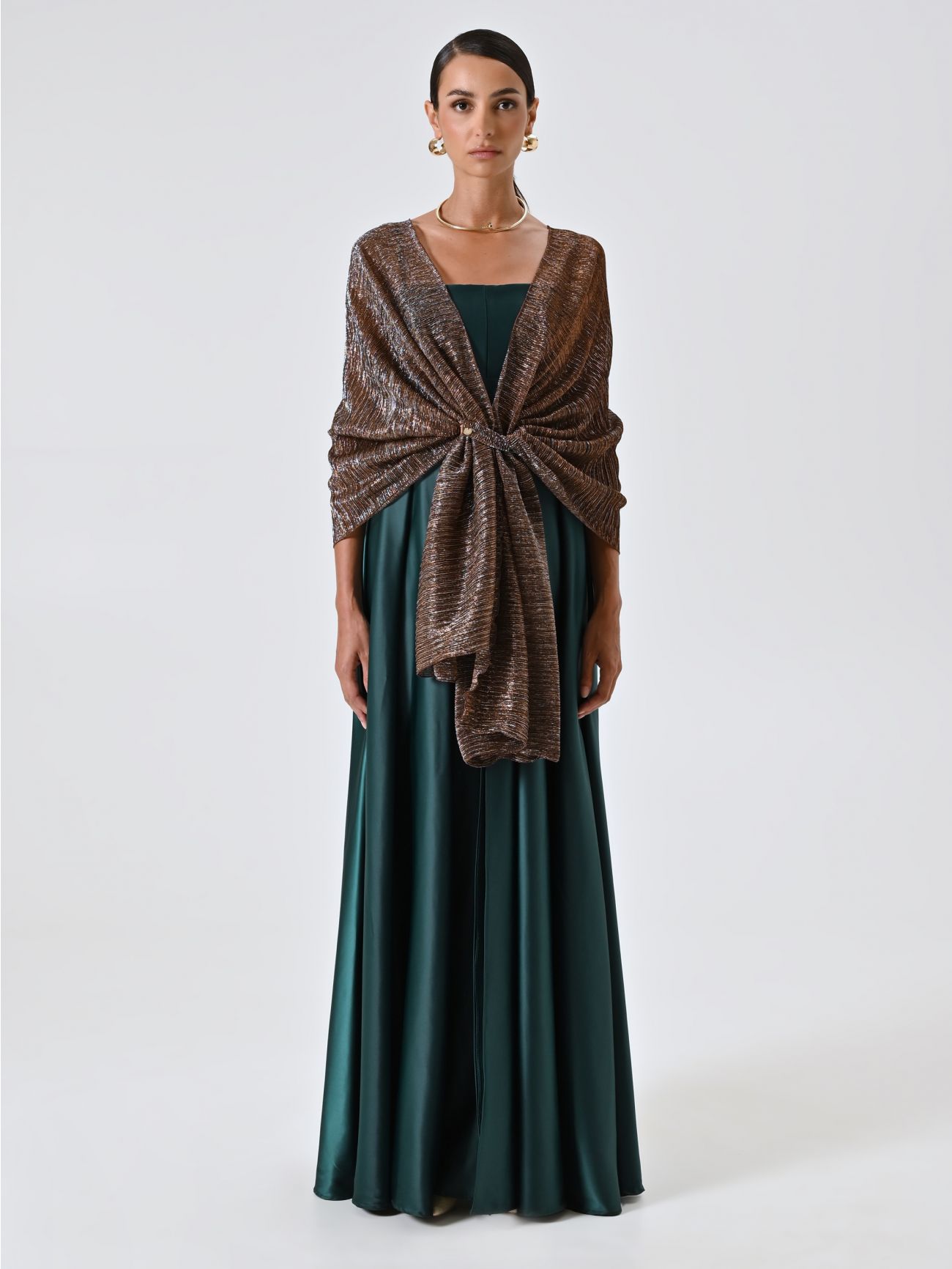 Chocolate Jacquard Stole with Lurex Thread det_1