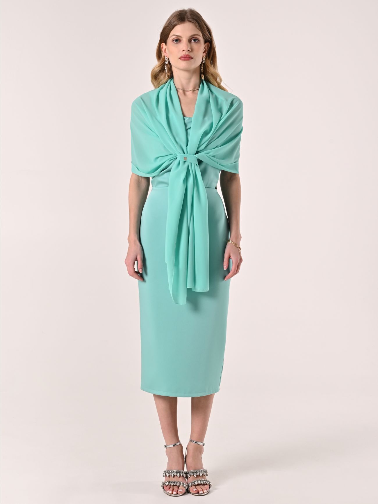 Stola in Georgette Verde Acqua det_1
