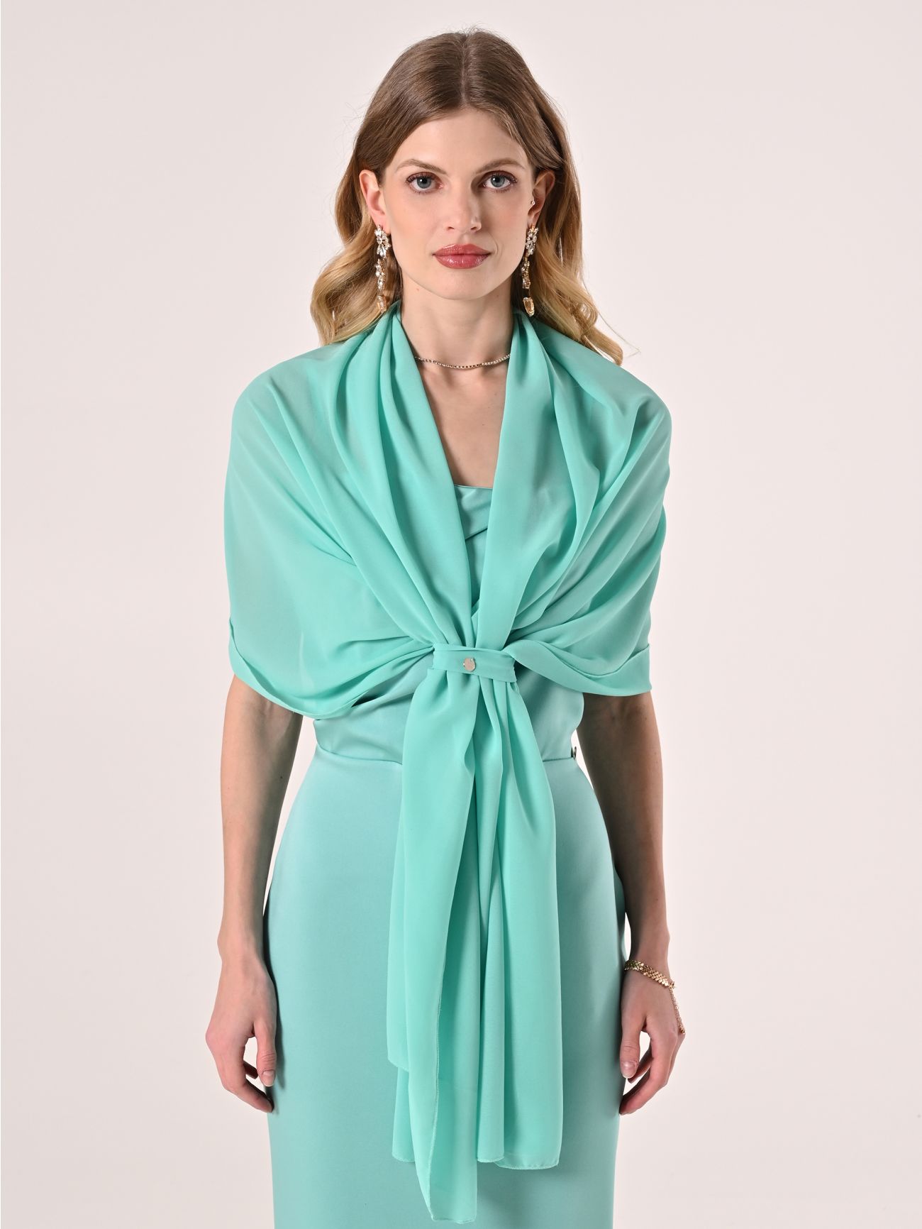 Stola in Georgette Verde Acqua det_2