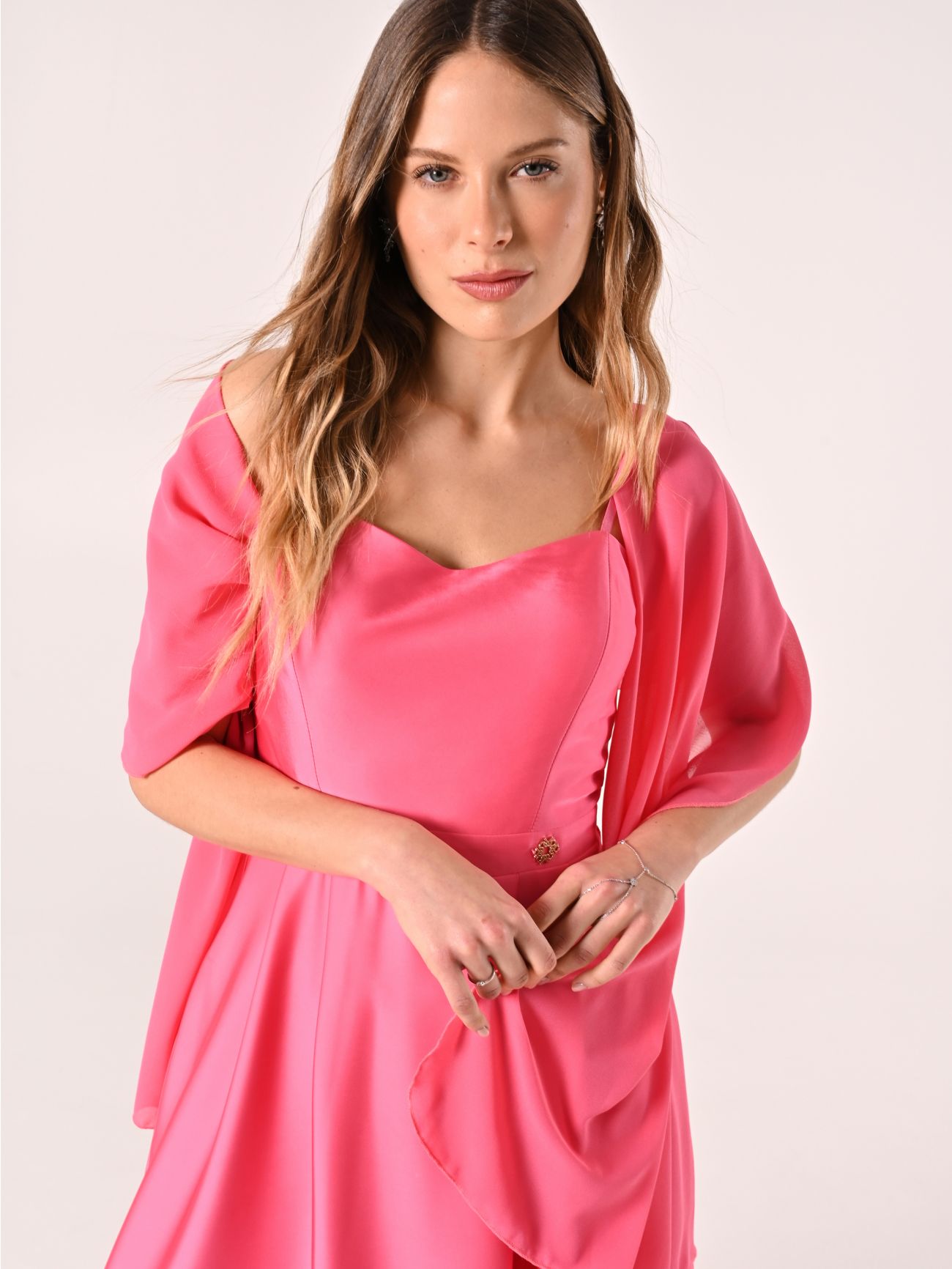 Camelia Pink Stole in Georgette  Rinascimento
