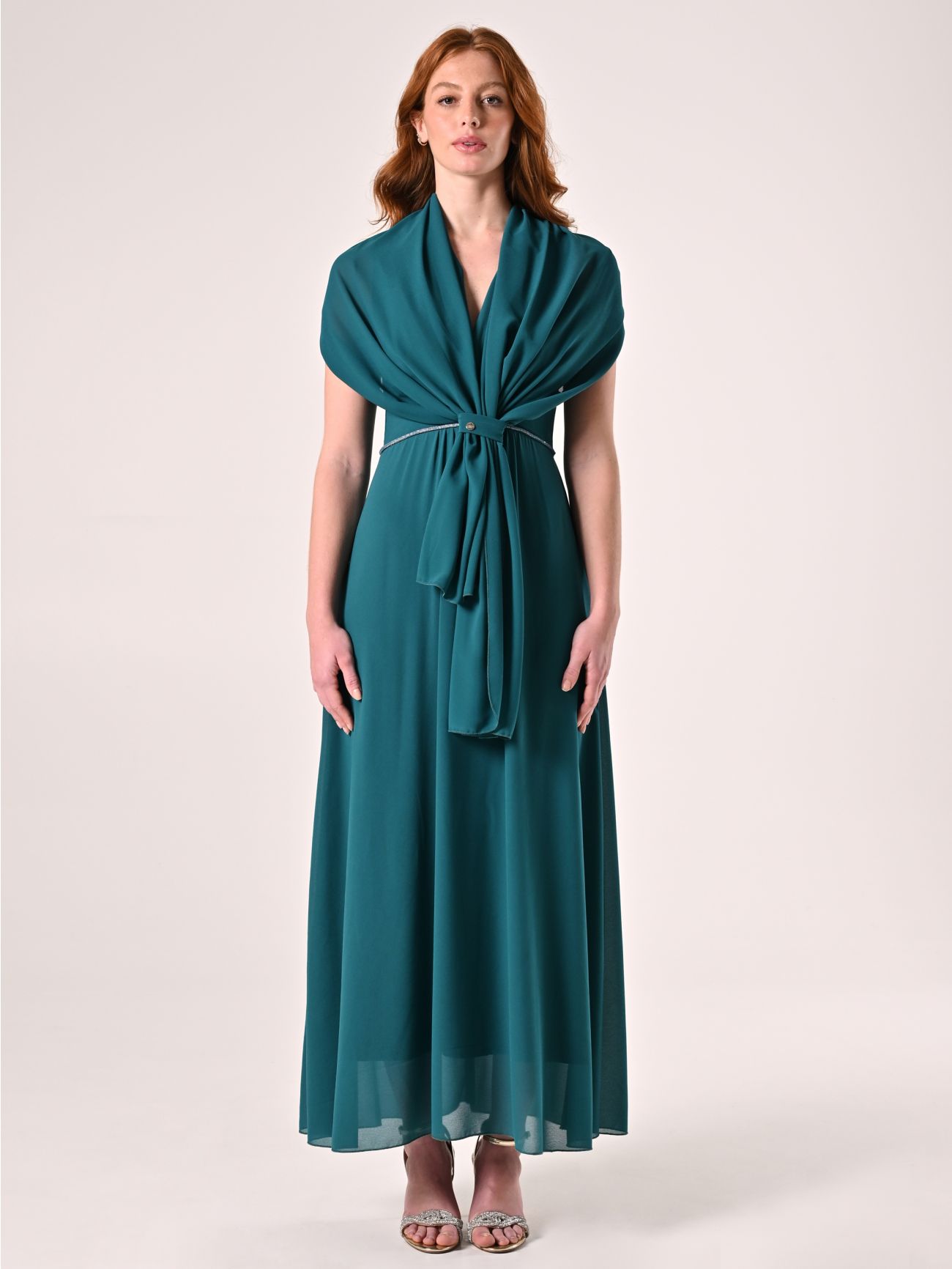 Royal Green Georgette Stole det_1