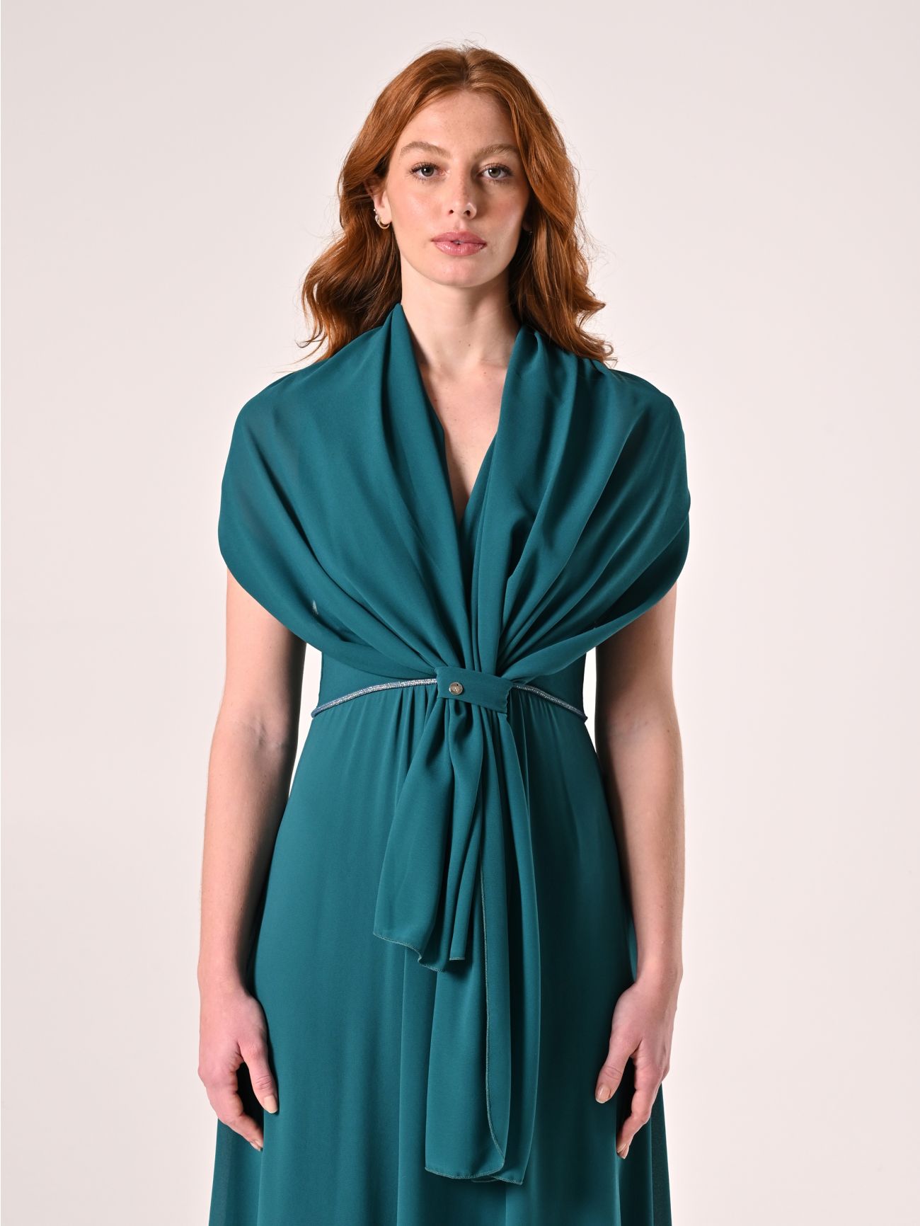 Royal Green Georgette Stole det_2