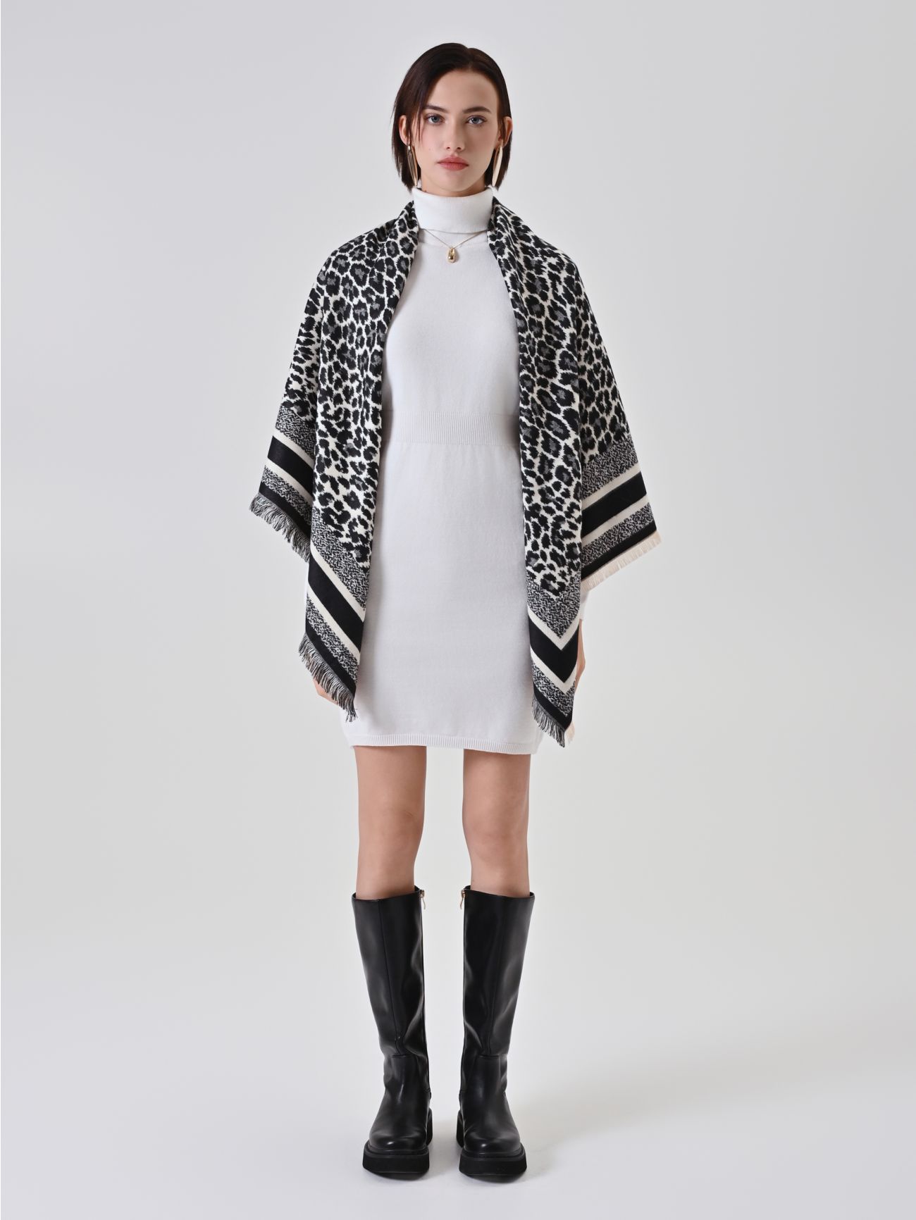 Black Animal Print Scarf 1 Rinascimento Black Animal Print Scarf det_1