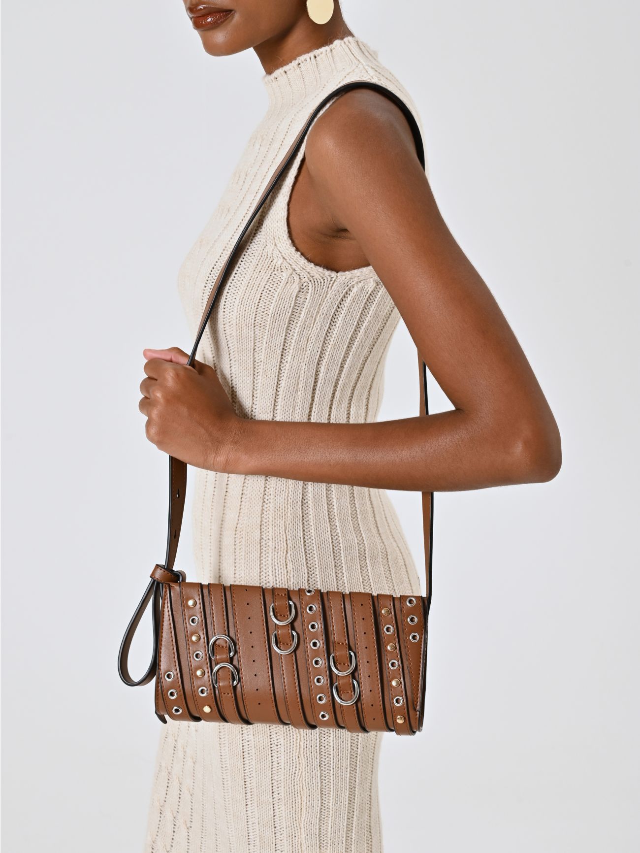 Brown Bag with Buckles & Studs in_i7