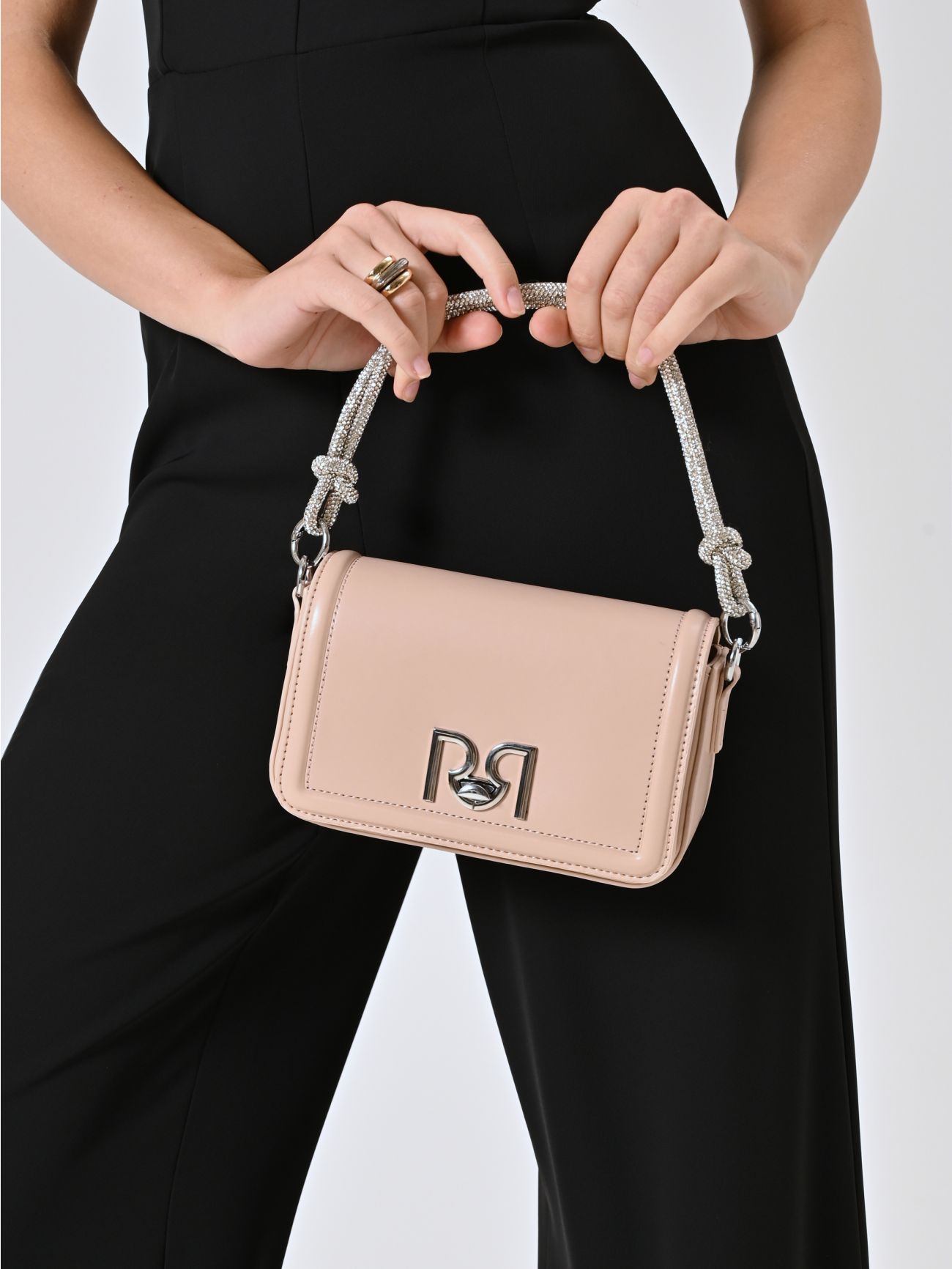 Borsa Beige con Manico Strass in_i7