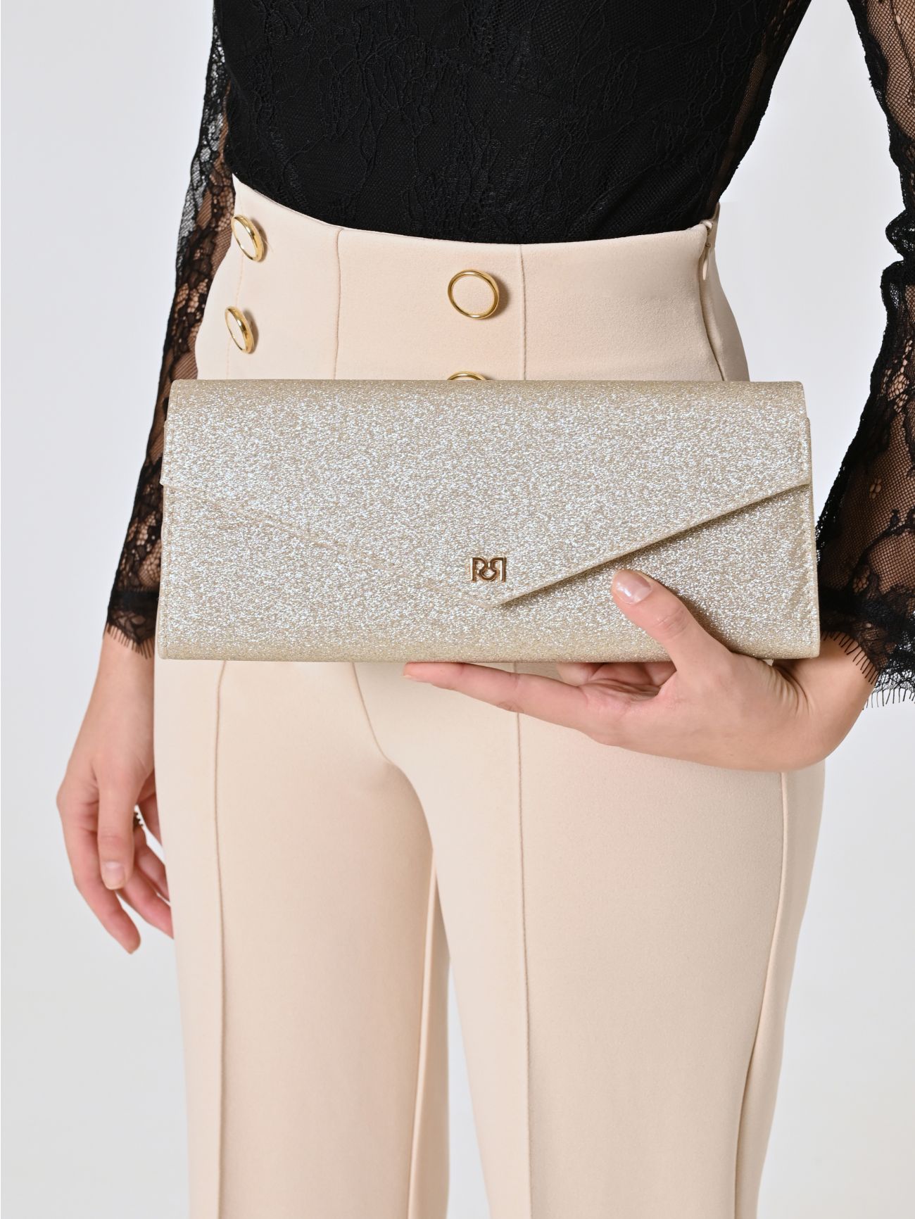 Platinum Glitter Clutch  Rinascimento