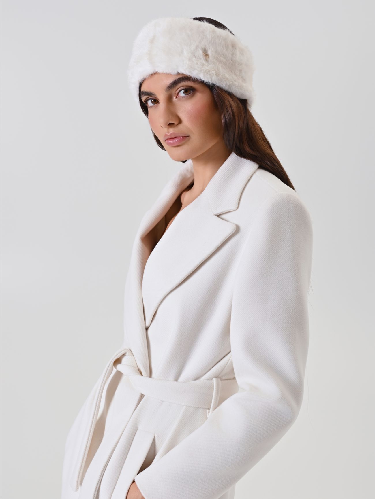 Cream Faux Fur Headband  Rinascimento