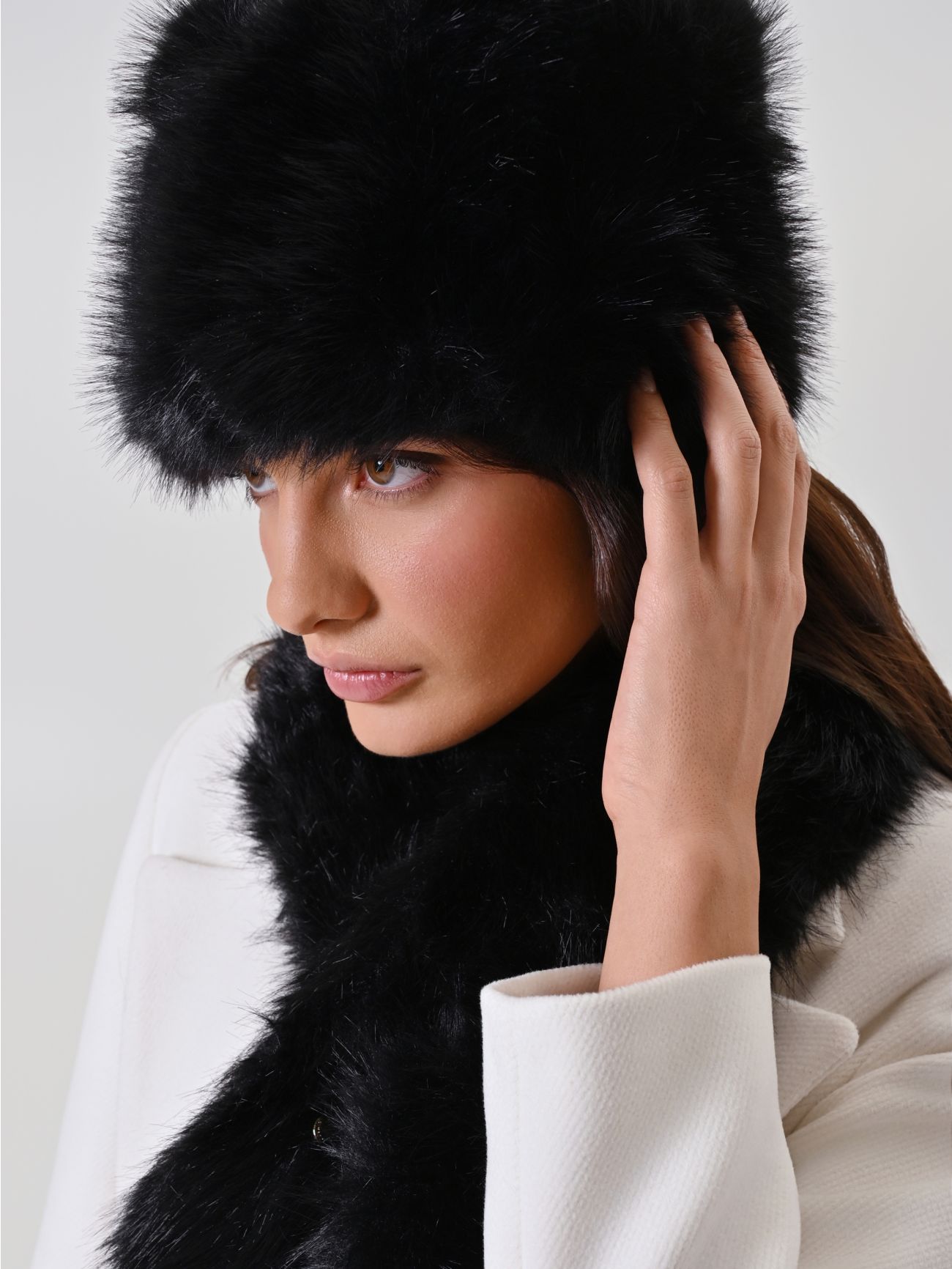 Black Faux Fur Cossack Hat 2 Rinascimento Black Faux Fur Cossack Hat in_i5