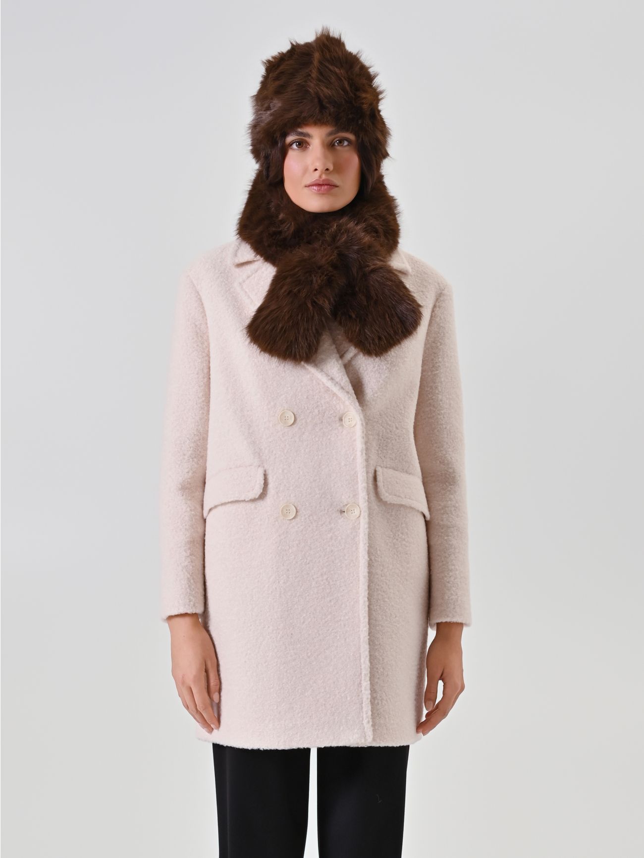 Brown Faux Fur Cossack Hat 1 Rinascimento Brown Faux Fur Cossack Hat det_1