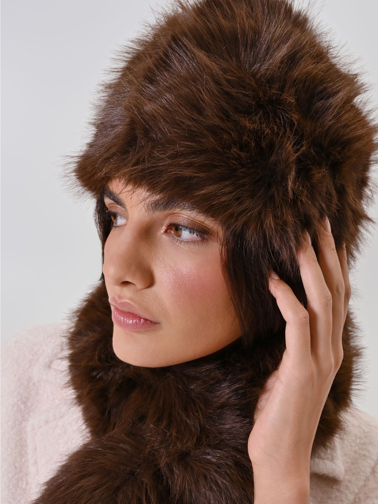 Brown Faux Fur Cossack Hat 2 Rinascimento Brown Faux Fur Cossack Hat in_i5