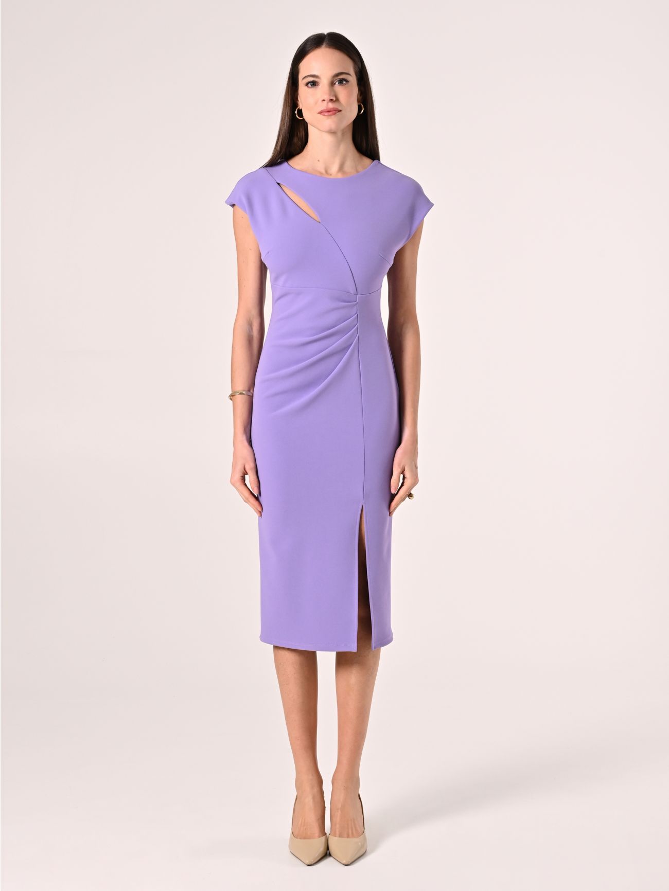Lavender Purple Sheath Dress with Cut-out Detail det_1