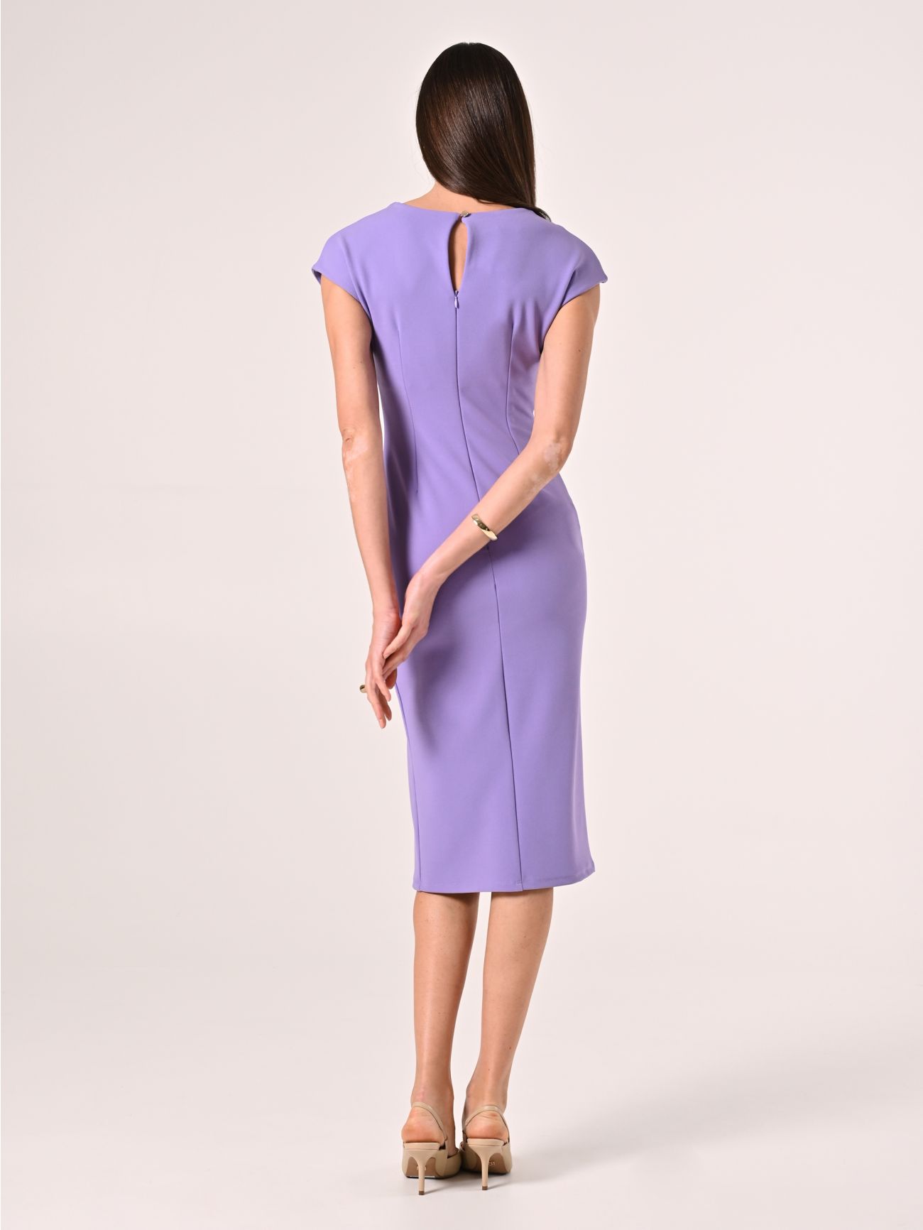 Lavender Purple Sheath Dress with Cut-out Detail det_3