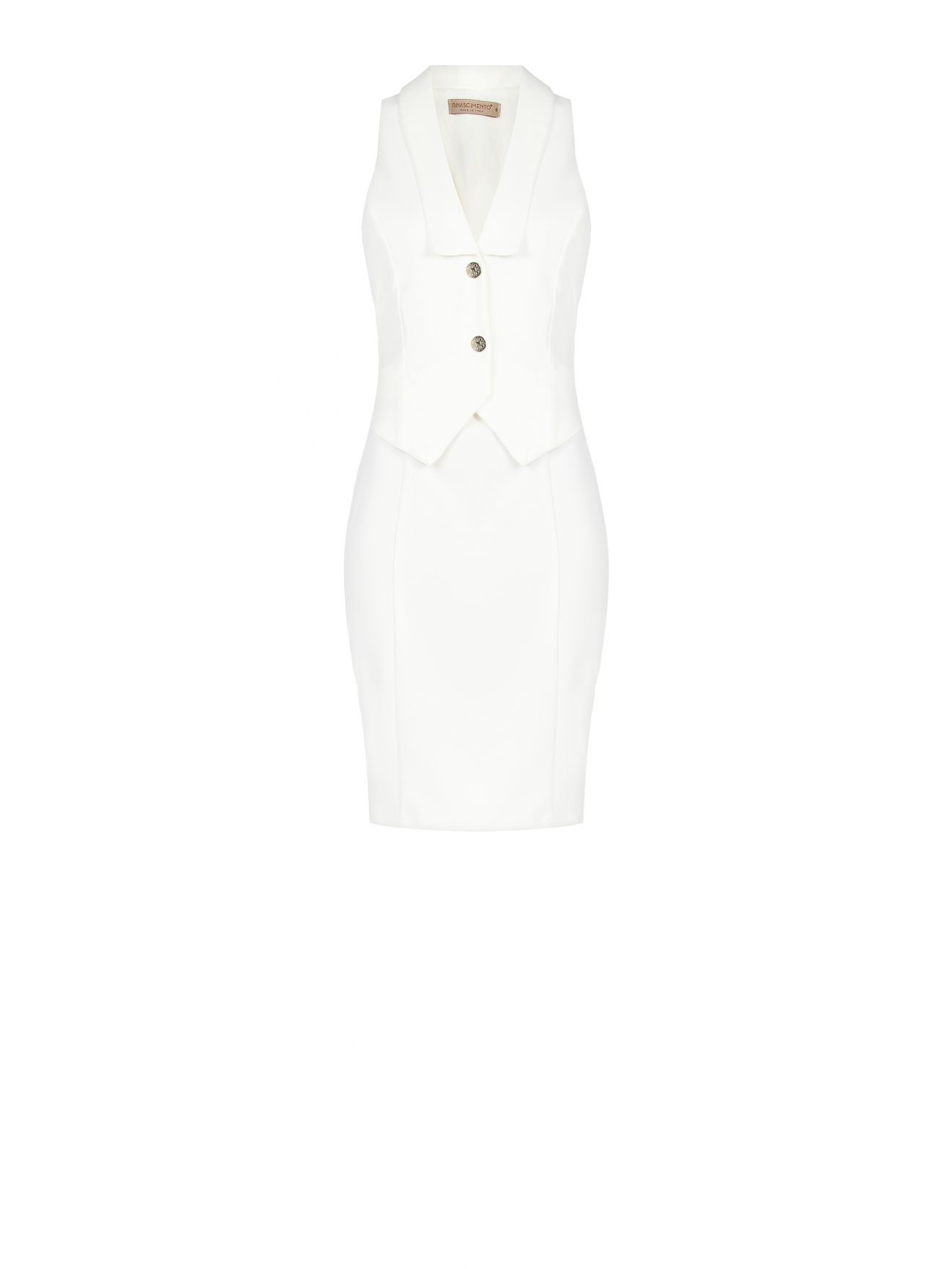Vestido de tubo blanco estilo chaleco det_4