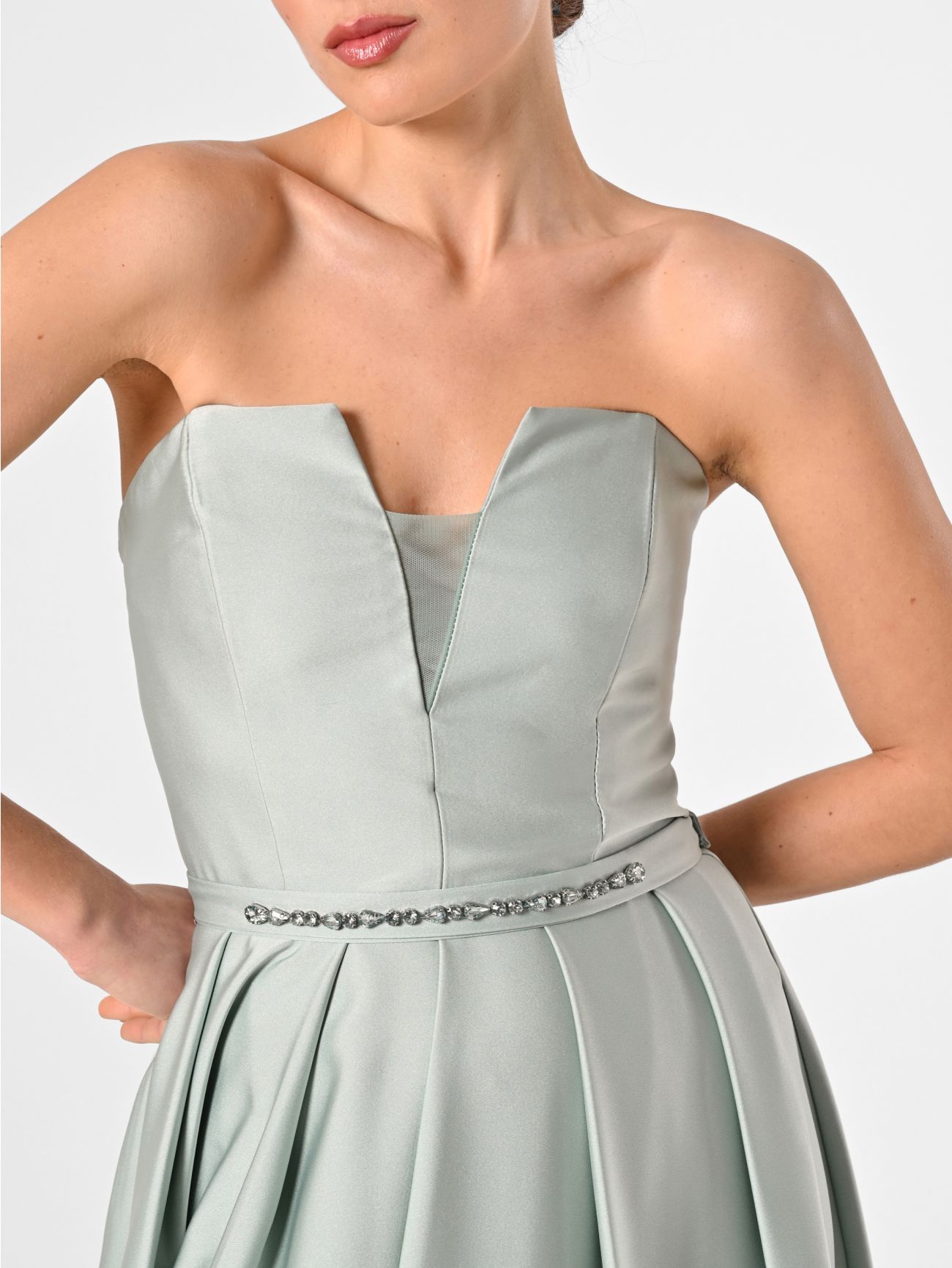 Rinascimento Atelier Sage Green Dress with Full Skirt in_i5