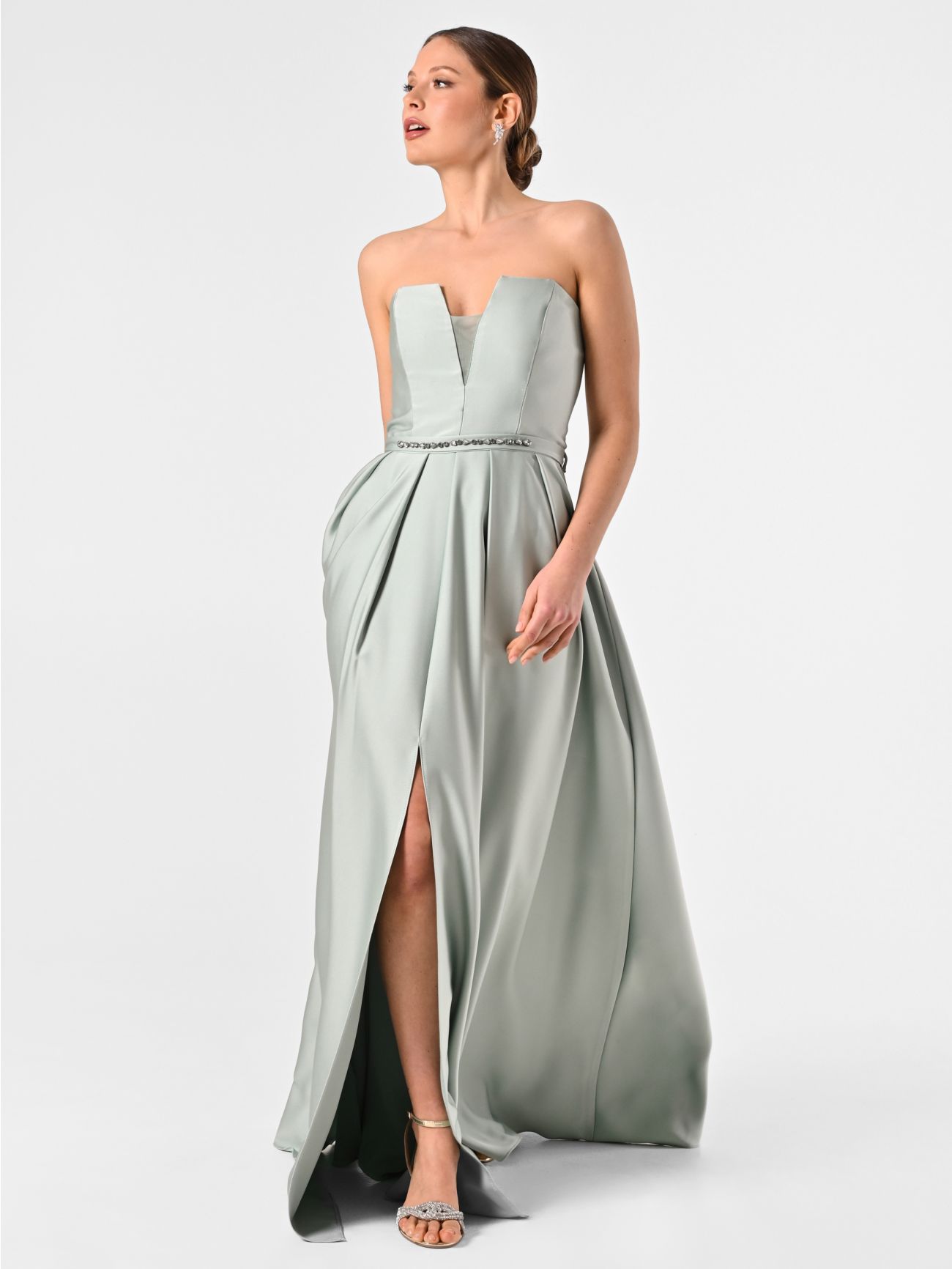 Rinascimento Atelier Sage Green Dress with Full Skirt in_i7