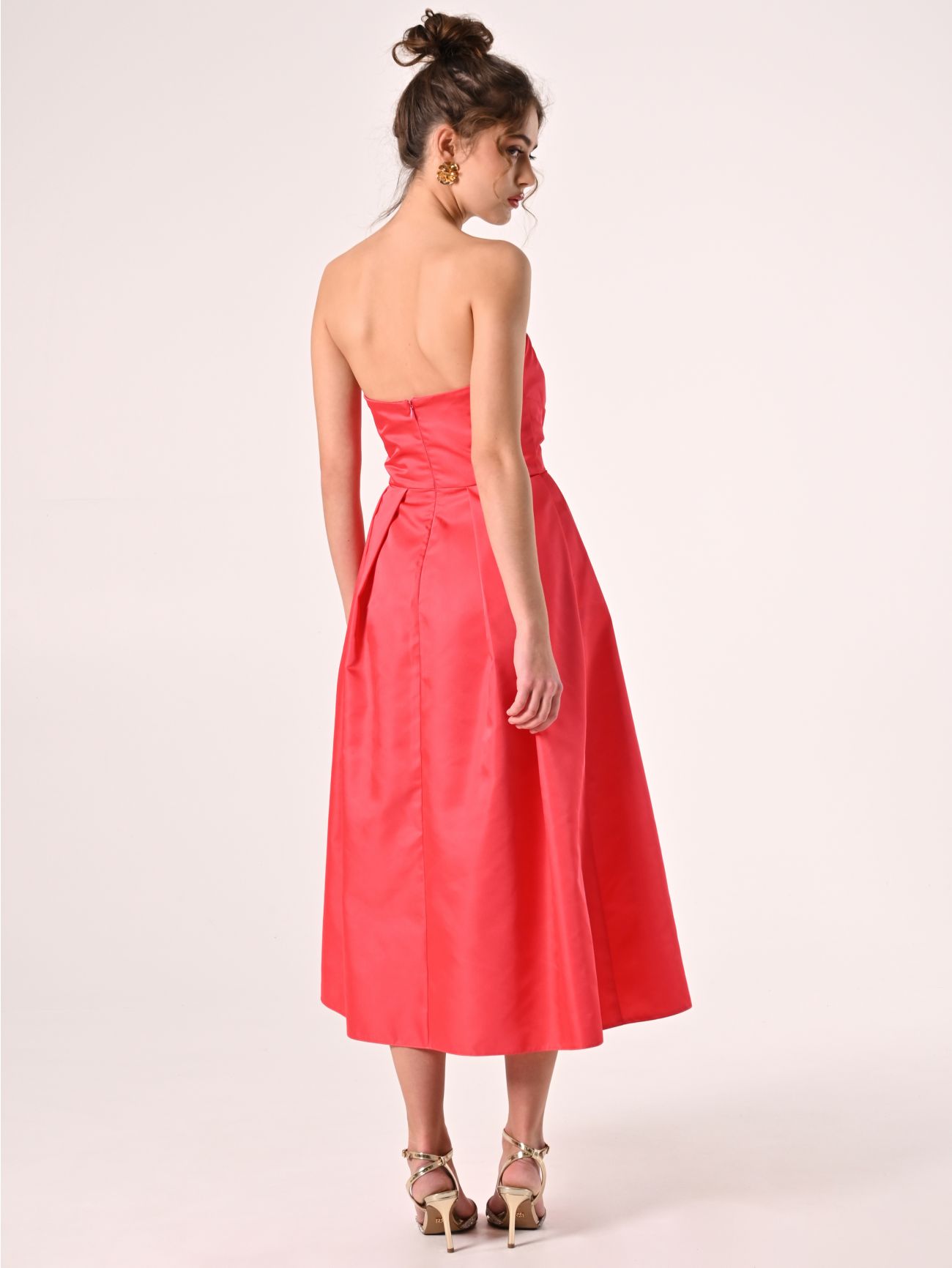 Bustierkleid mit Tellerrock aus Twilll in Kamelienrosa det_3