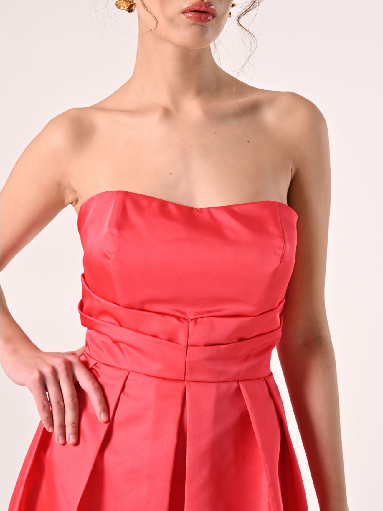 Bustierkleid mit Tellerrock aus Twilll in Kamelienrosa in_i5