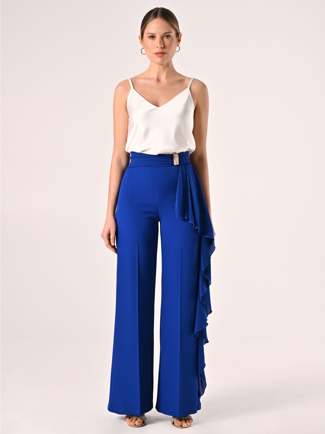 Pantaloni Ampi Blu Cina con decoro Gioiello det_1