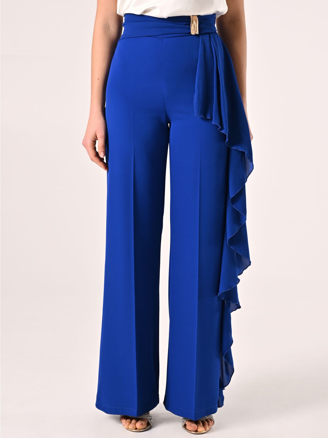 Pantaloni Ampi Blu Cina con decoro Gioiello det_2