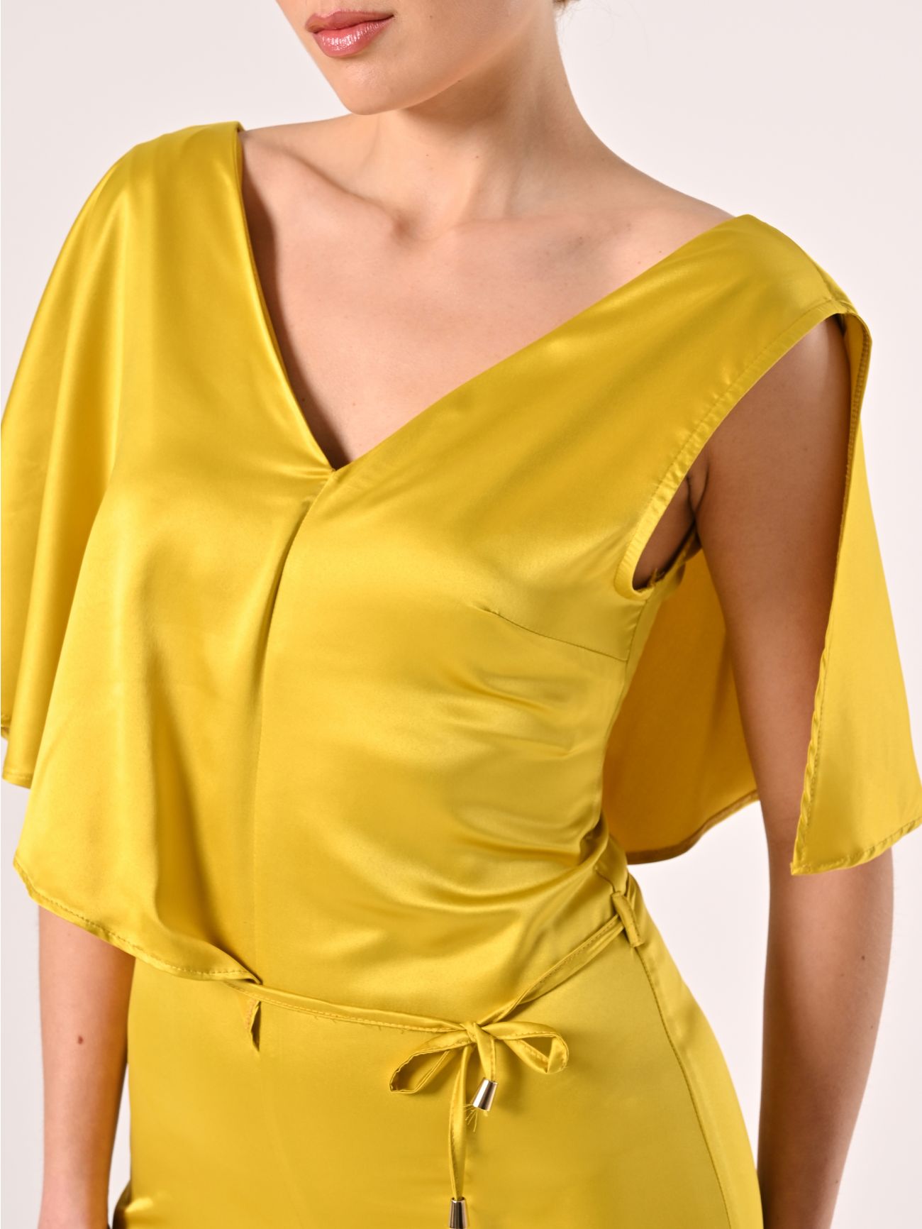 Jumpsuit in Avocado Green Satin in_i5