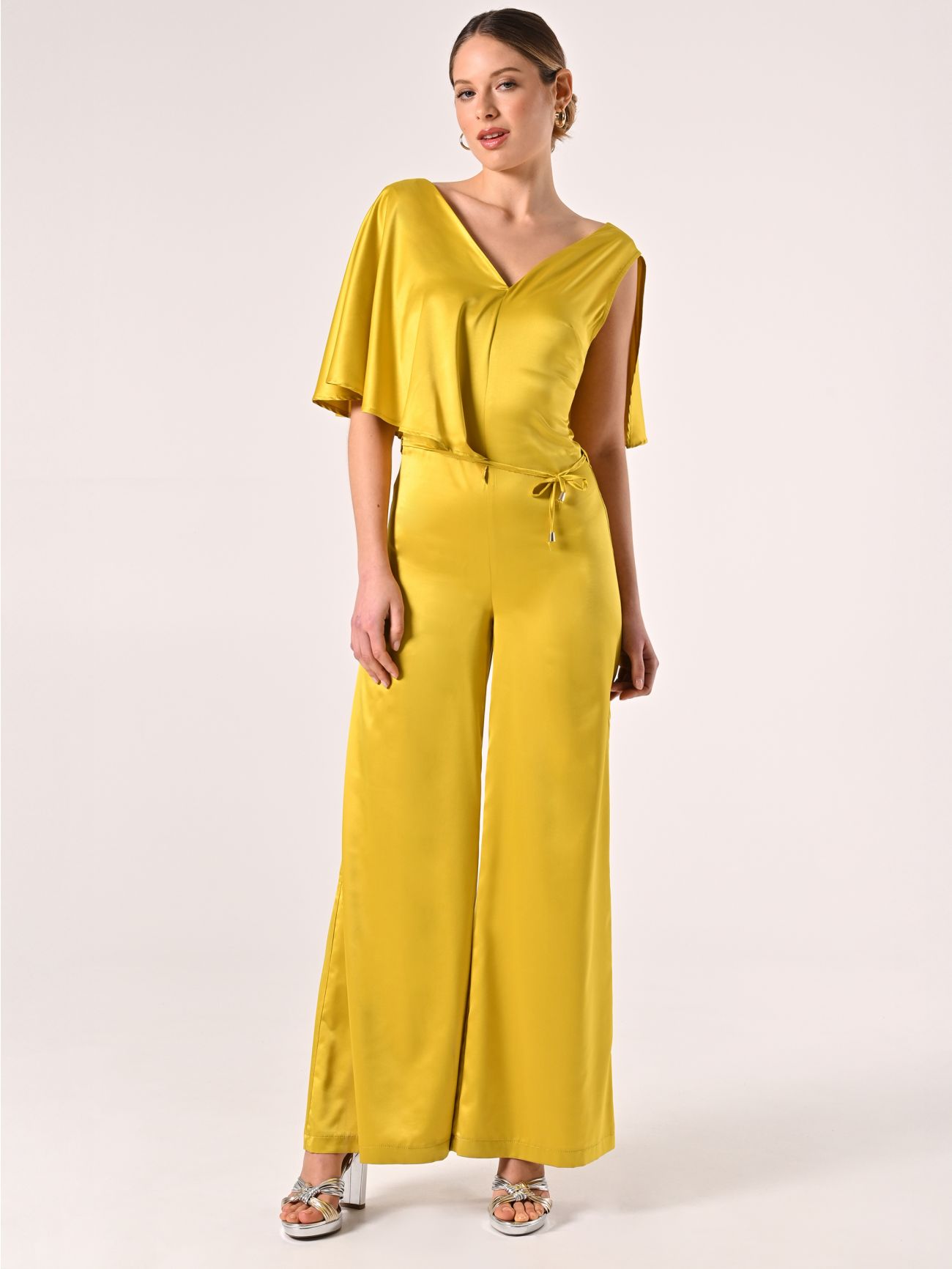 Jumpsuit in Avocado Green Satin in_i7