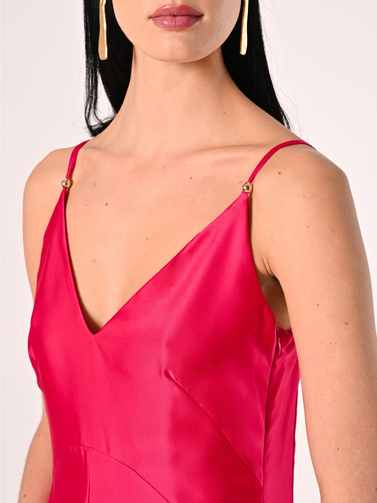 Robe fuchsia en satin avec lacets bustier in_i5