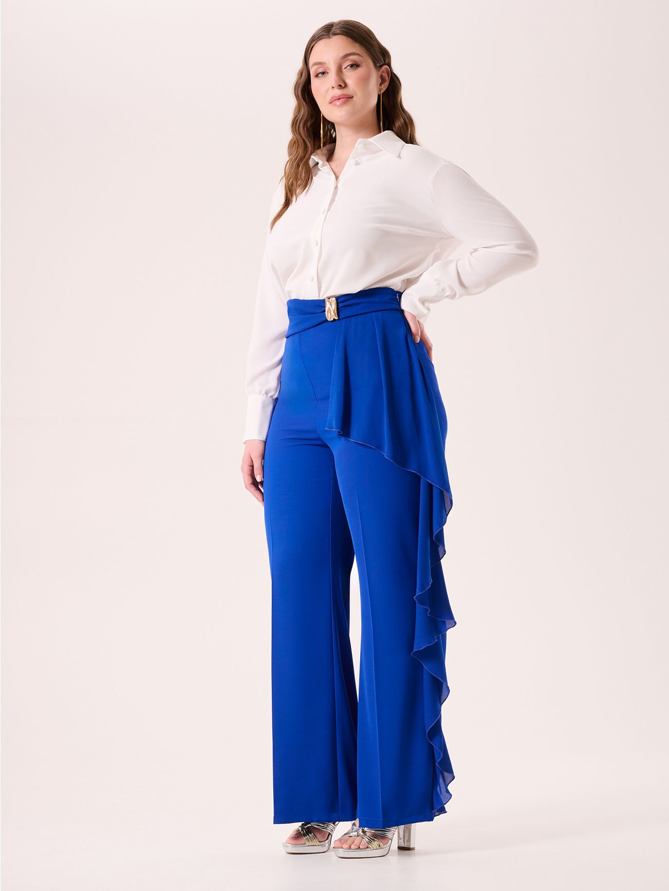 Pantalón curvy azul china con joya in_i7