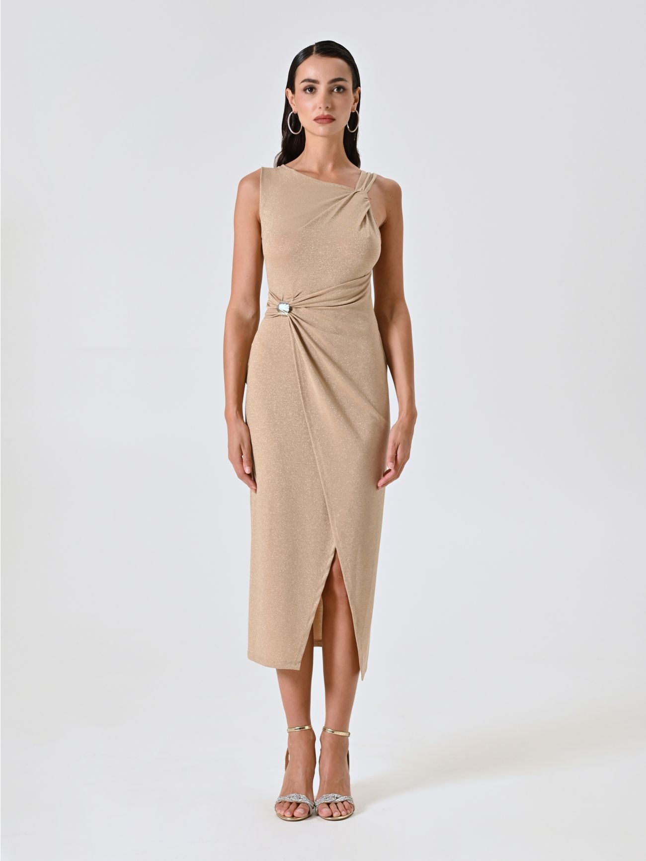 Midi-Lurexkleid in Gold det_1