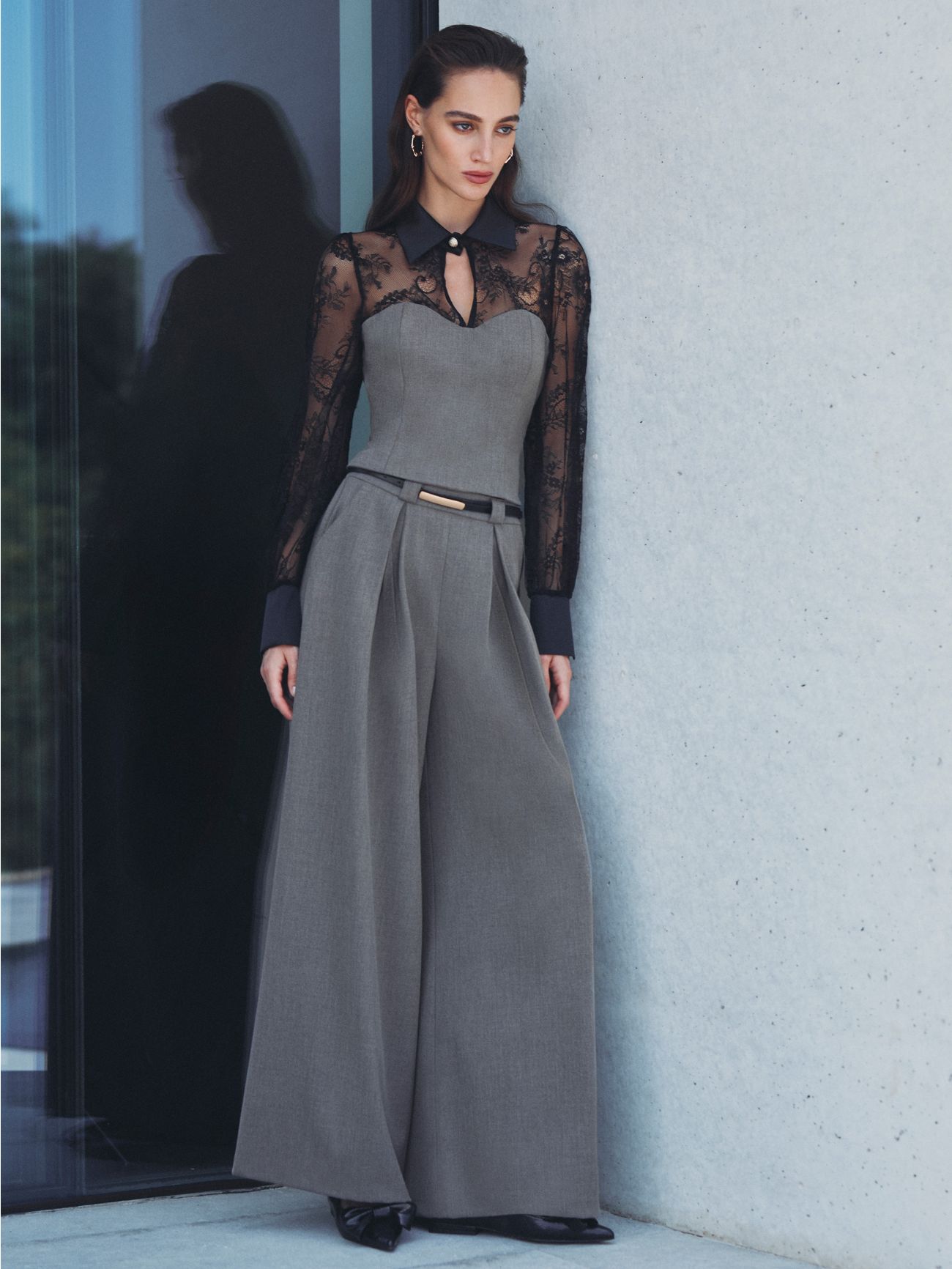 Palazzo Trousers in Cool Wool-effect Fabric sp_e1