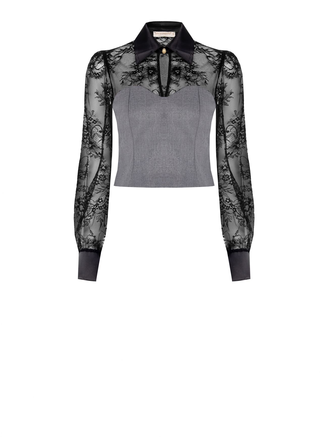 Blusa in Pizzo con Bustier effetto Fresco Lana det_4