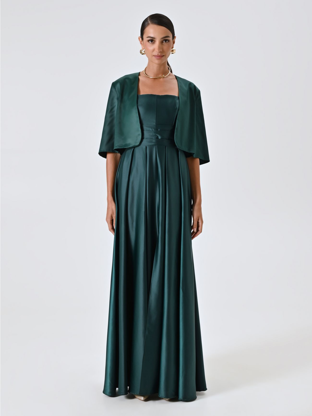 Green Satin Shrug det_1