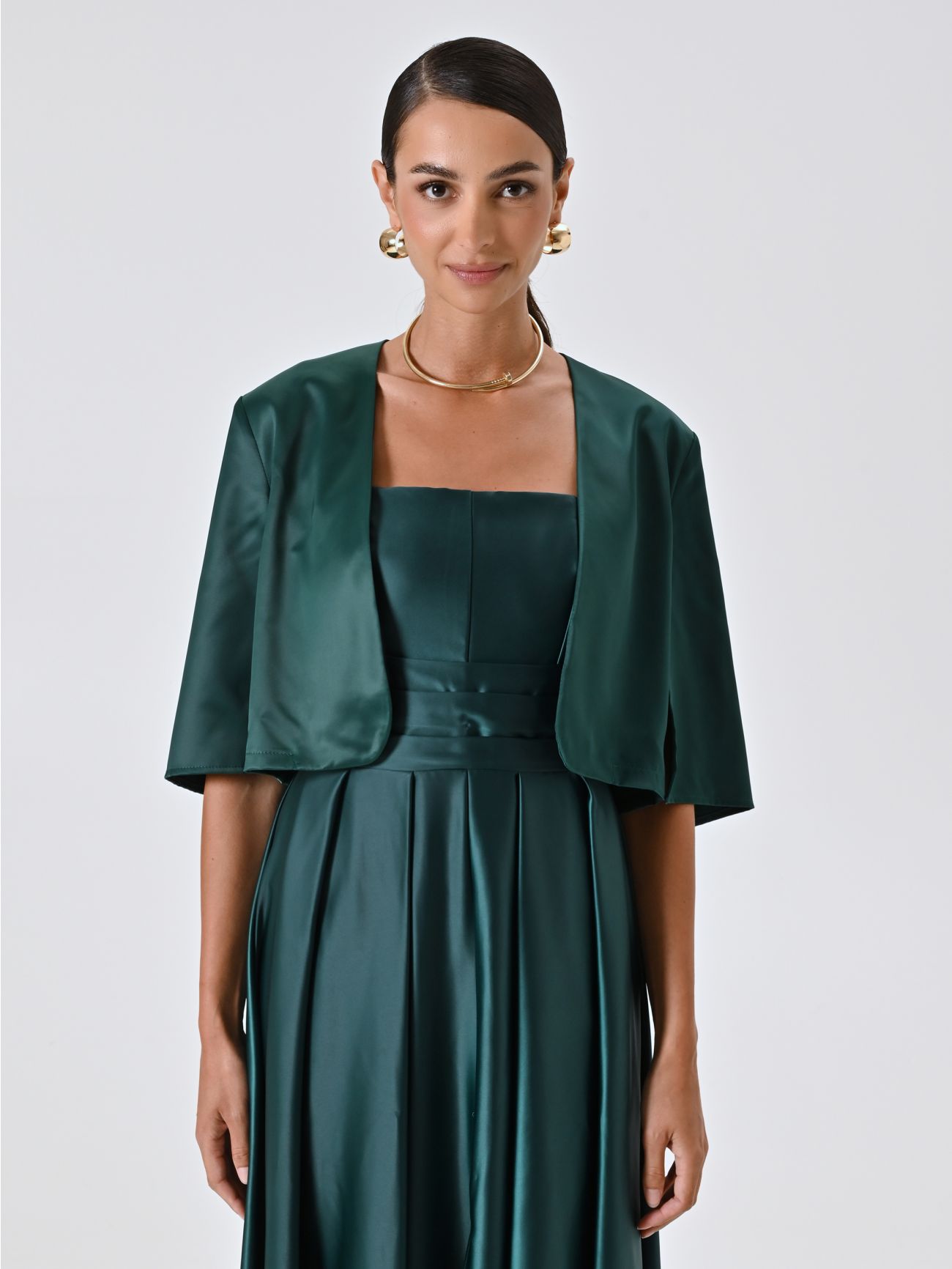 Green Satin Shrug det_2