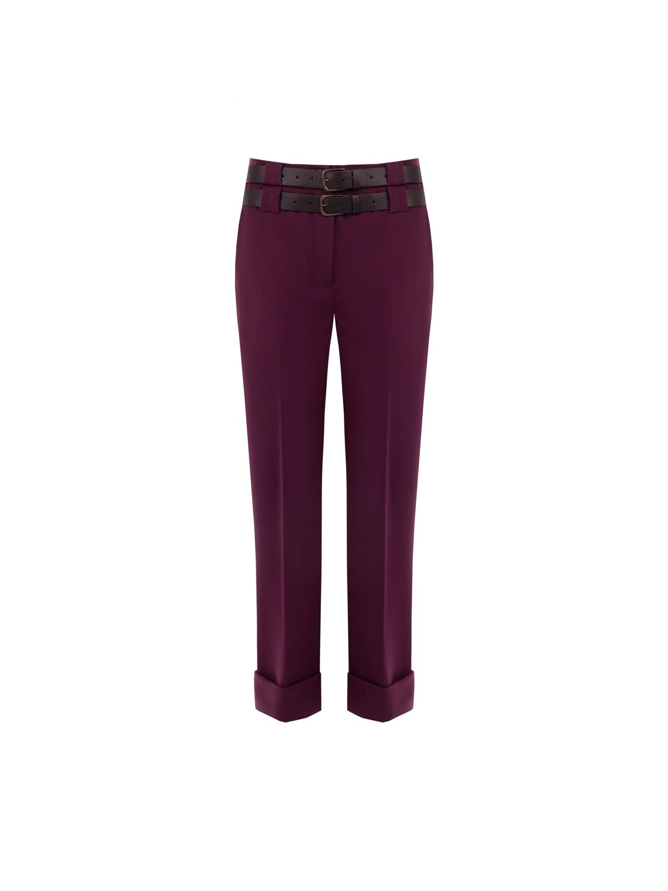 Pantalón burdeos efecto lana con dobladillo det_4