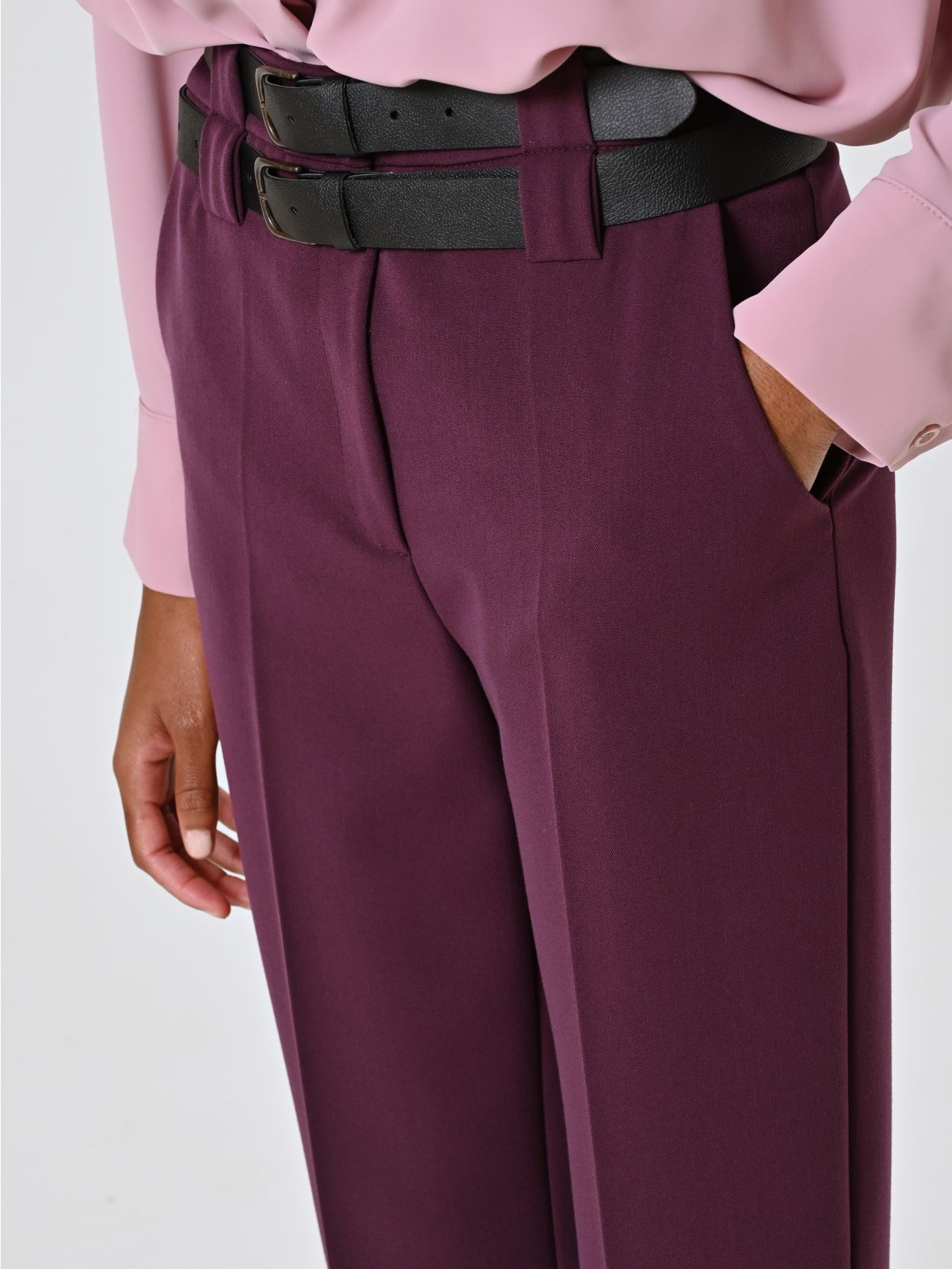 Pantalón burdeos efecto lana con dobladillo in_i5
