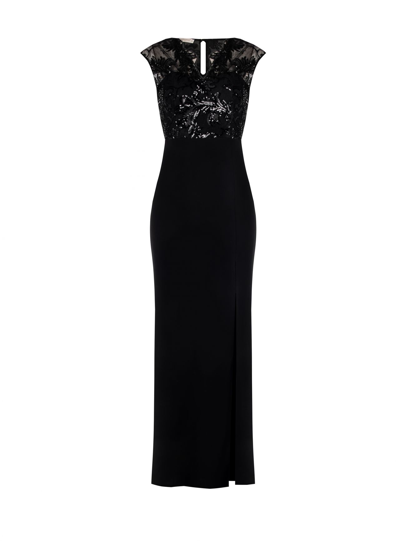 Vestido negro con cuerpo de lentejuelas det_4