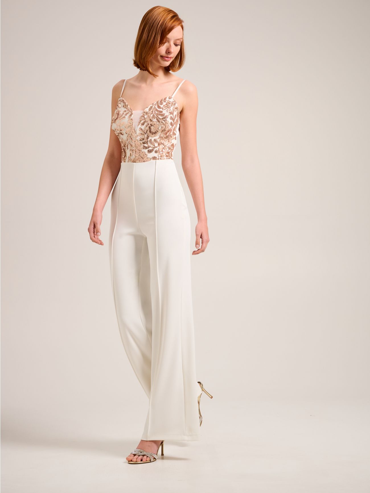 White Sequins Jumpsuit in_i7