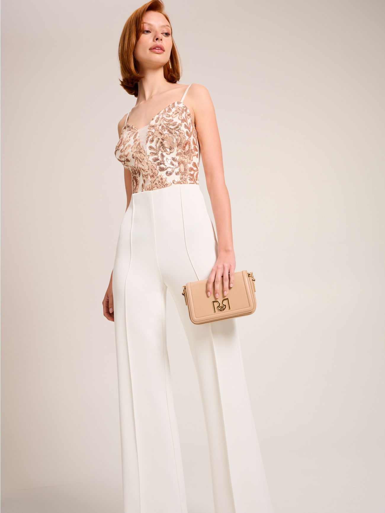 White Sequins Jumpsuit  Rinascimento