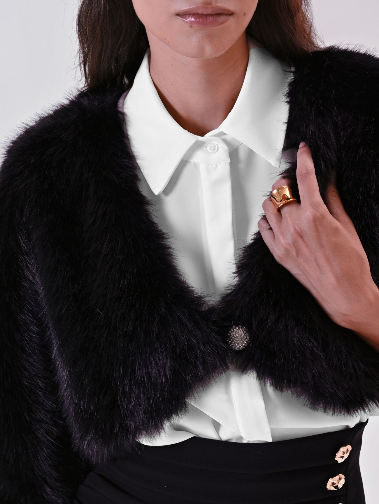 Black Faux Fur Shrug in_i5
