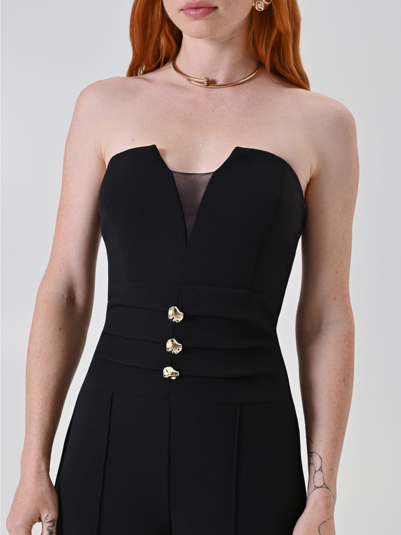 Black Jumpsuit with Designer Buttons in_i5