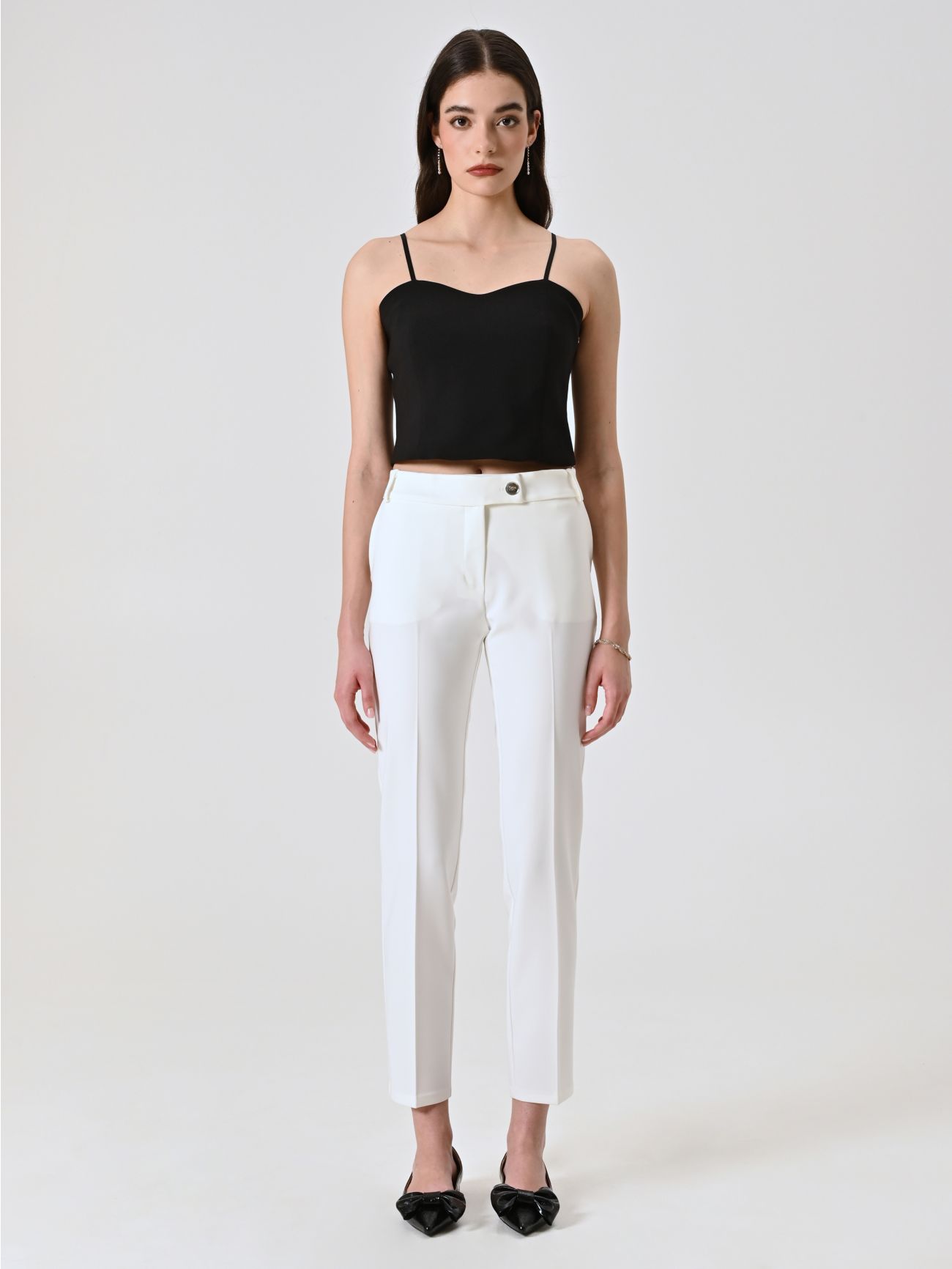 Slim Trousers in White Technical Fabric det_1